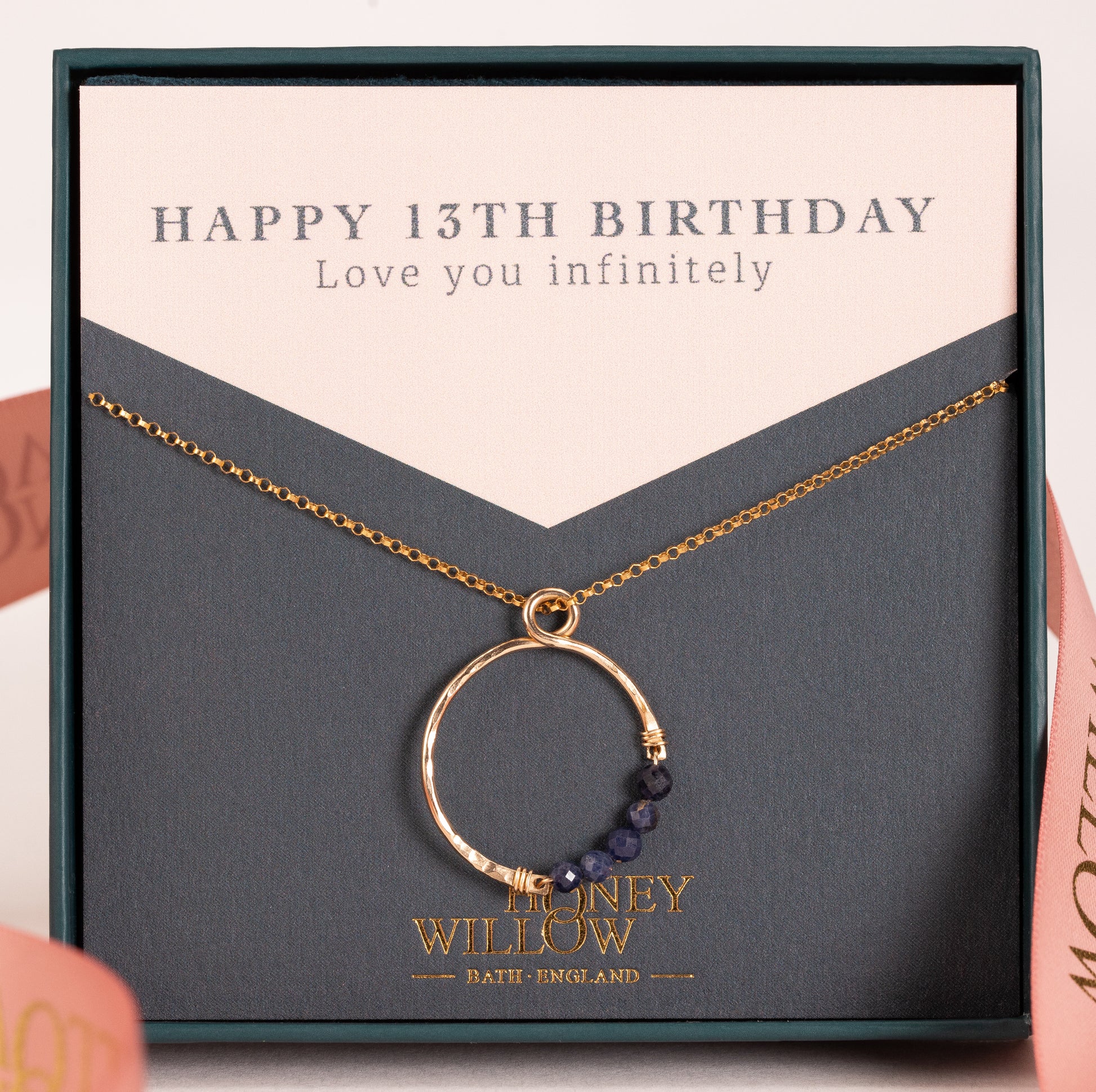 13th Birthday Gift - Infinity Birthstone Necklace - Silver & Gold