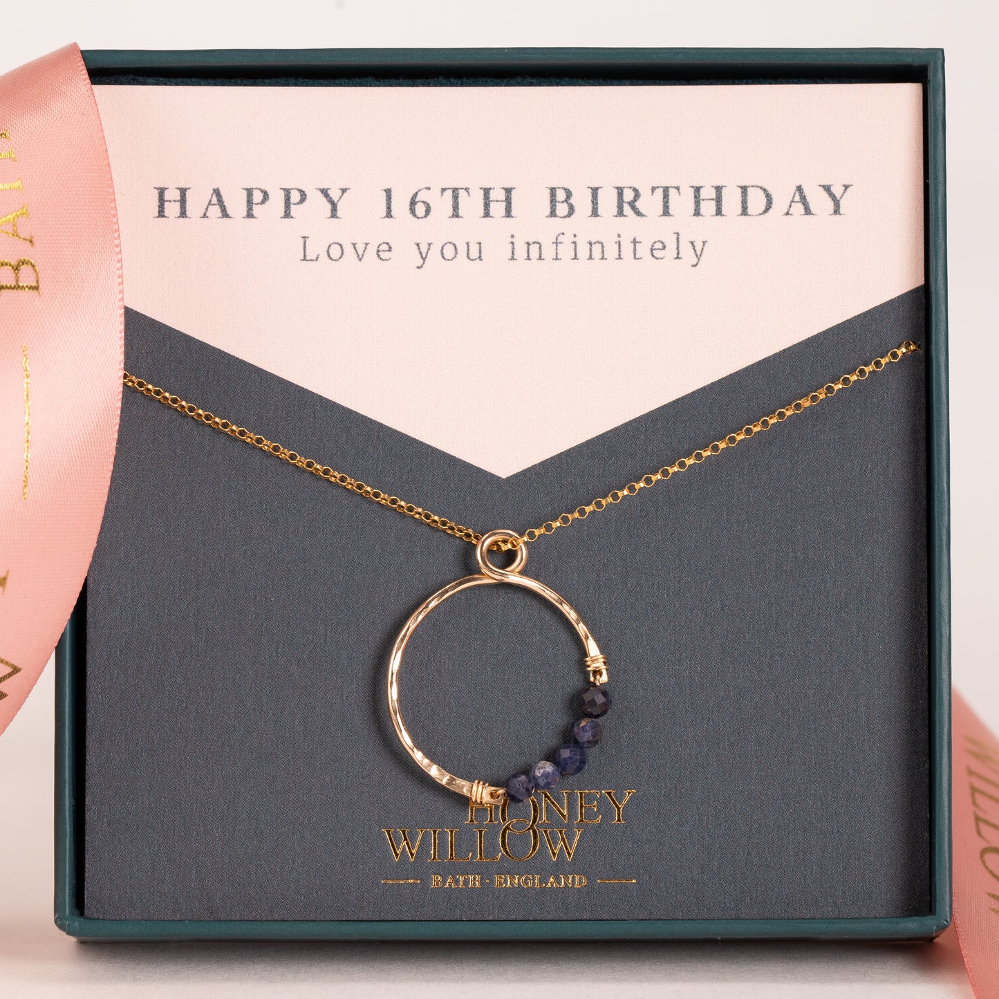 16th Birthday Gift - Infinity Birthstone Necklace - Silver & Gold