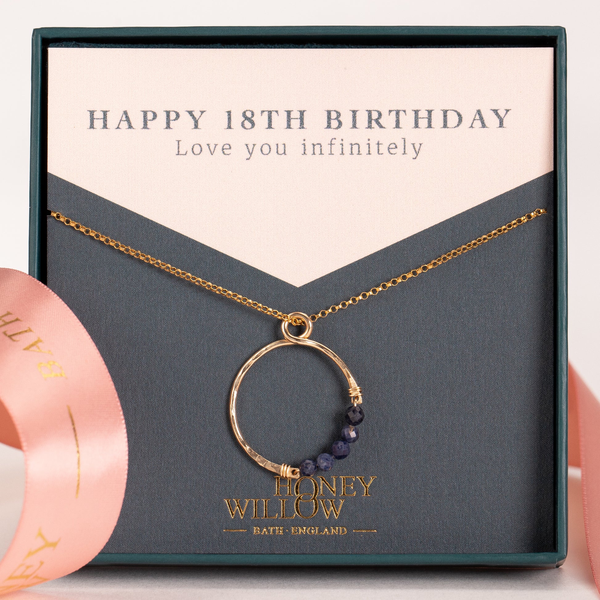 18th Birthday Gift - Infinity Birthstone Necklace - Silver & Gold