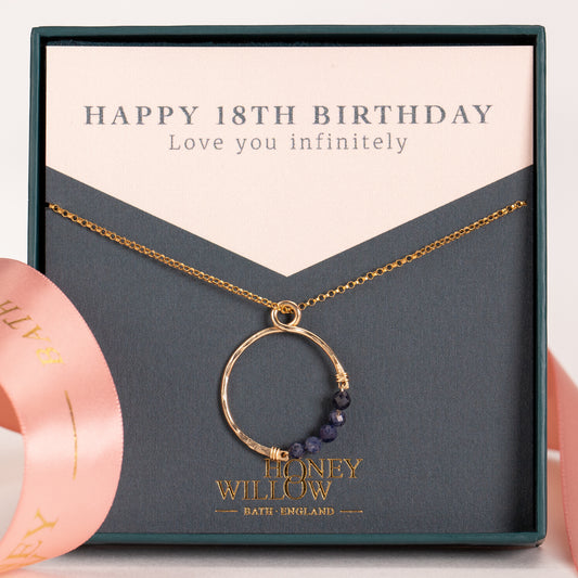 18th Birthday Gift - Infinity Birthstone Necklace - Silver & Gold