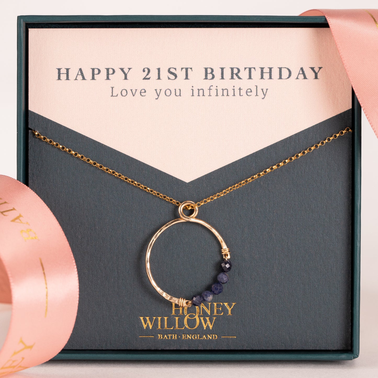 21st Birthday Gift - Infinity Birthstone Necklace - Silver & Gold