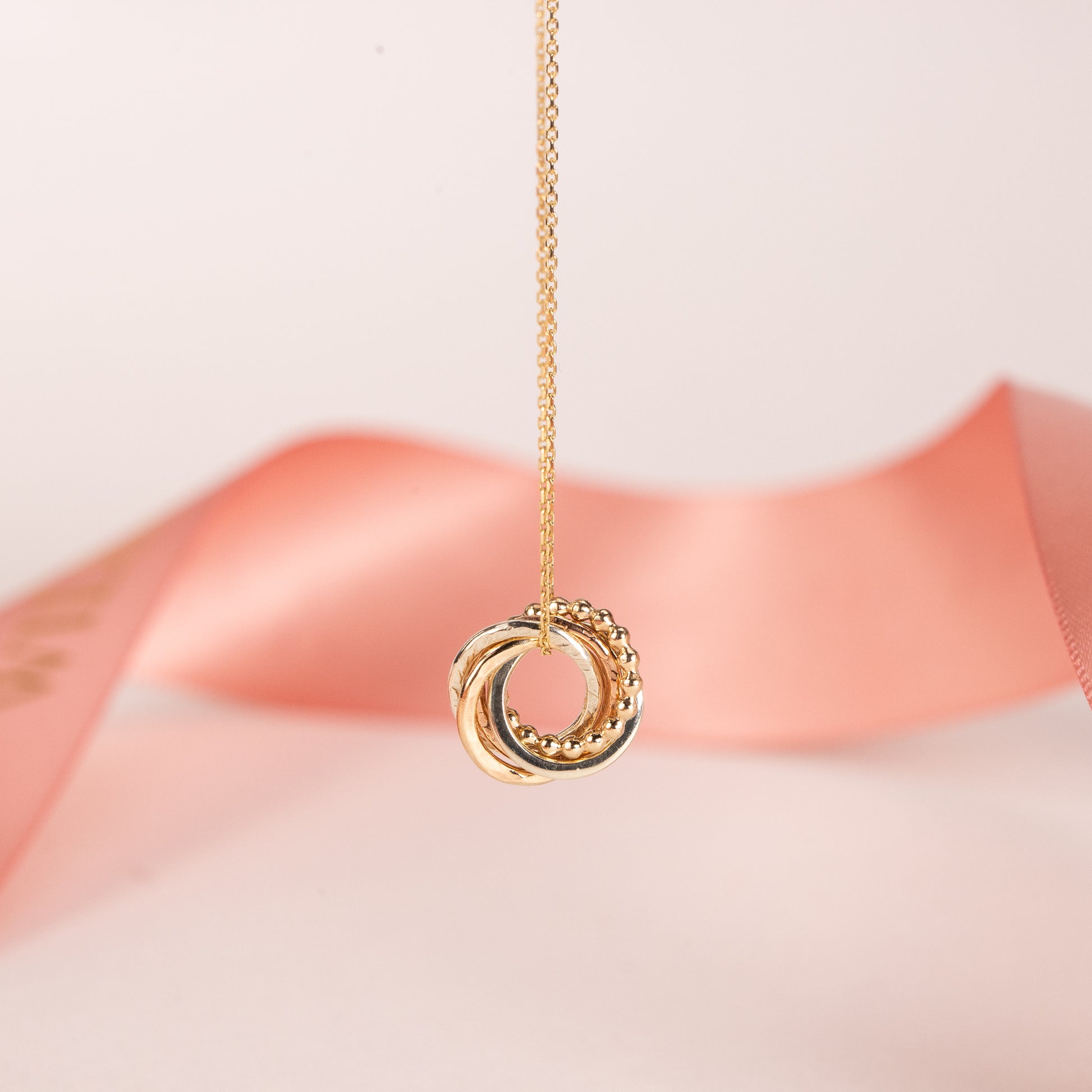 9kt Gold 5th Anniversary Love Knot Necklace -  The Original 5 Links for 5 Years Necklace - Recycled Gold, Rose Gold & White Gold