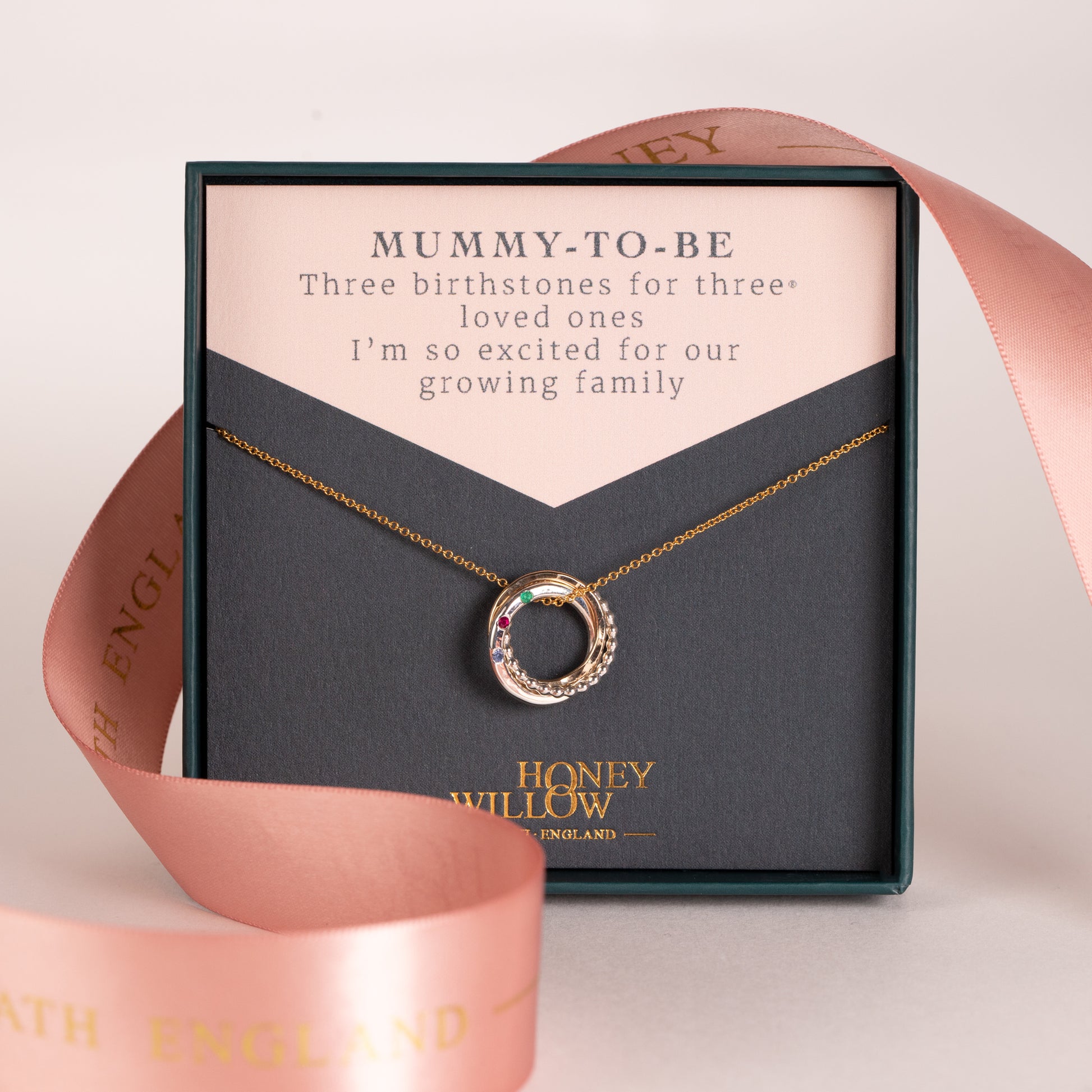 Gift for Mum to be - Birthstone Necklace - Silver & Gold