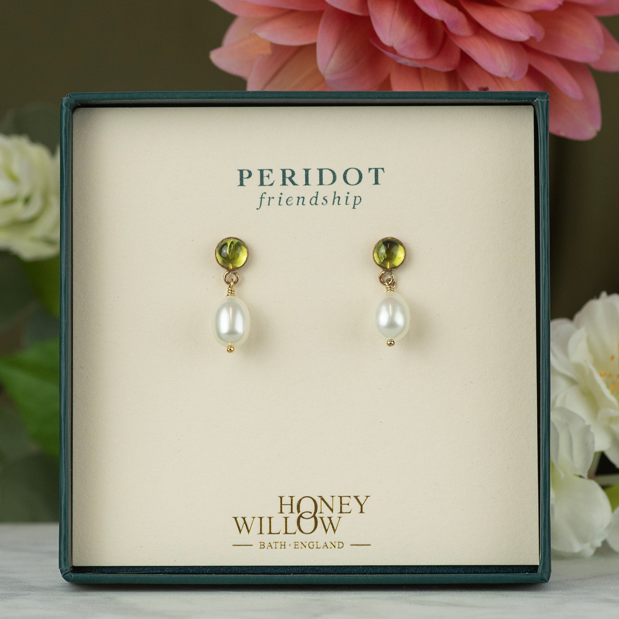 Pearl and deals peridot earrings