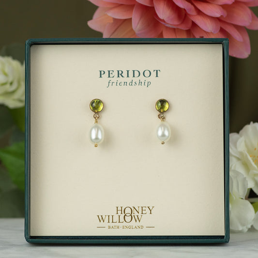 Gift for Friend - Peridot Earrings - Silver & Gold