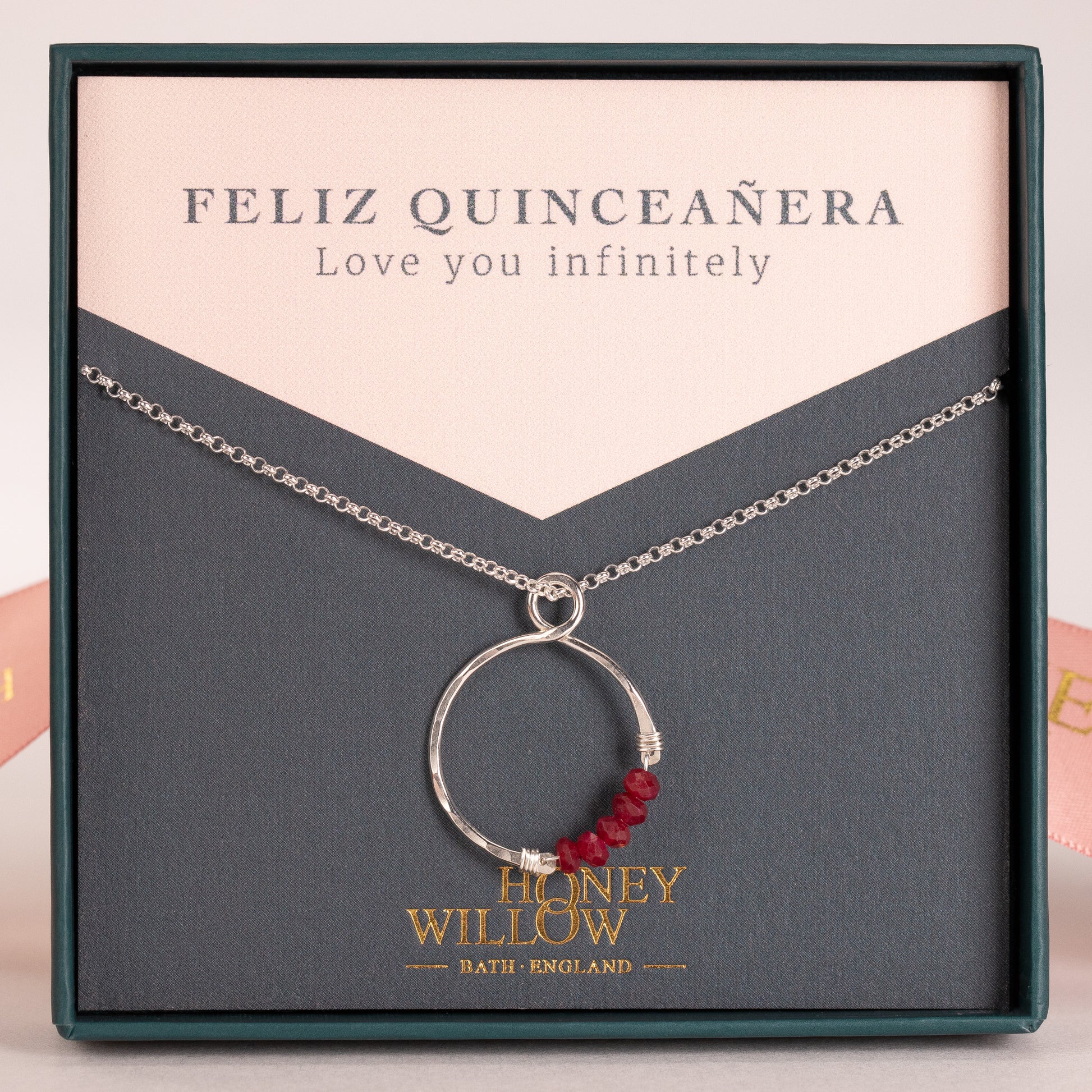 Quinceañera Gift - Infinity Birthstone Necklace - Silver & Gold