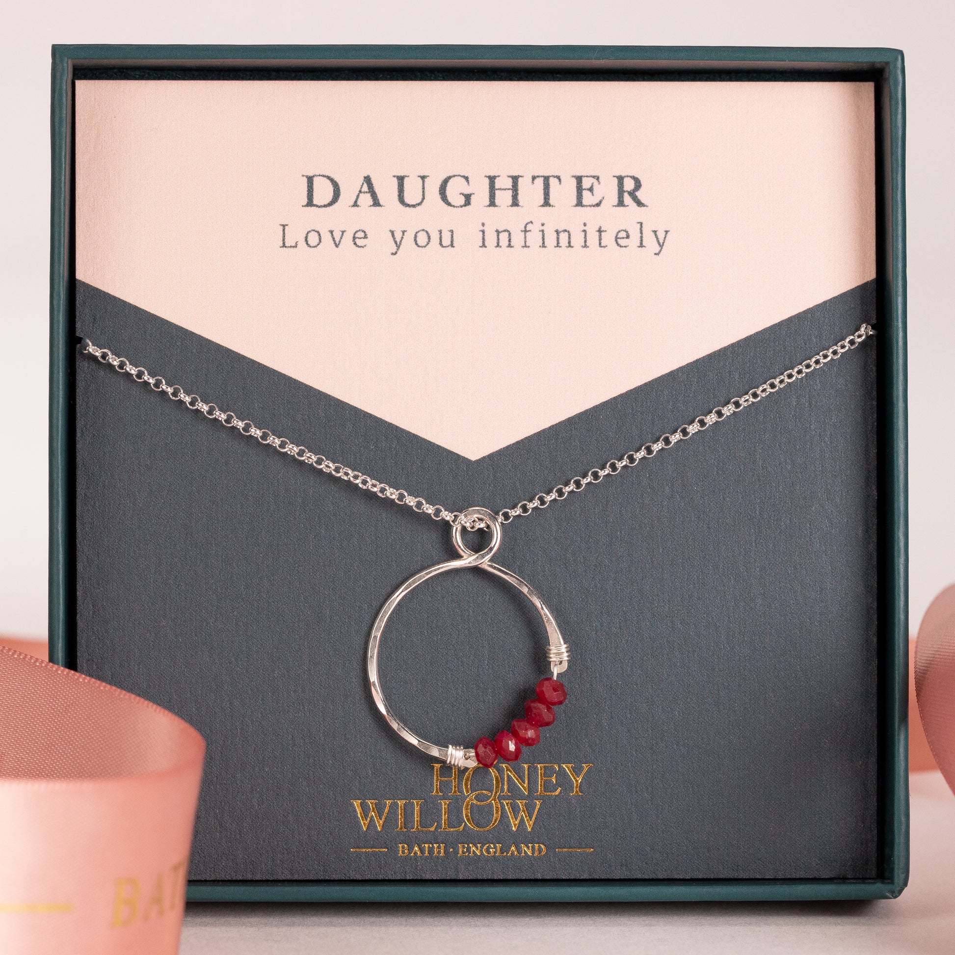 Gift for Daughter - Infinity Necklace with Birthstone - Silver & Gold