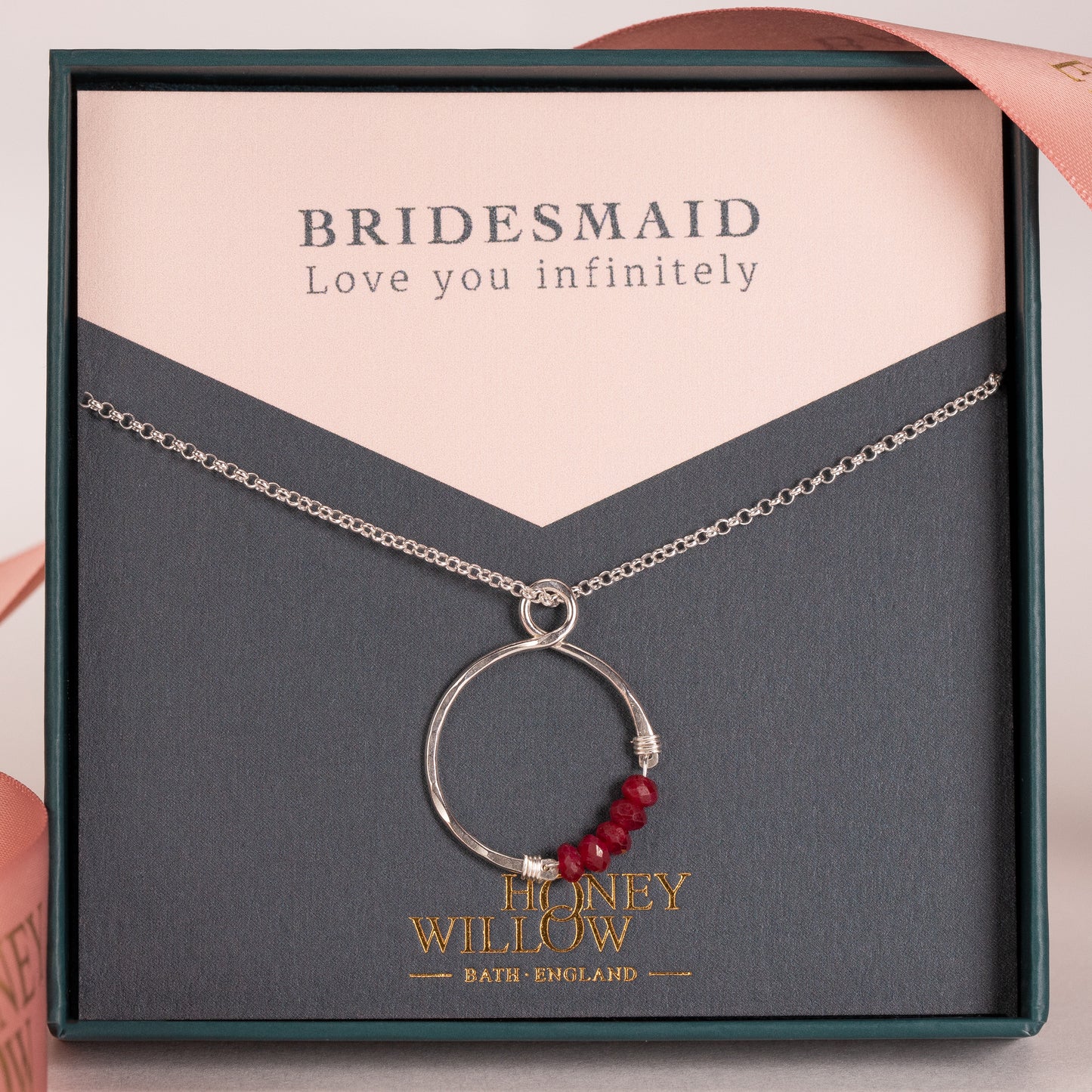 Gift for Bridesmaid - Infinity Necklace with Birthstone - Silver & Gold