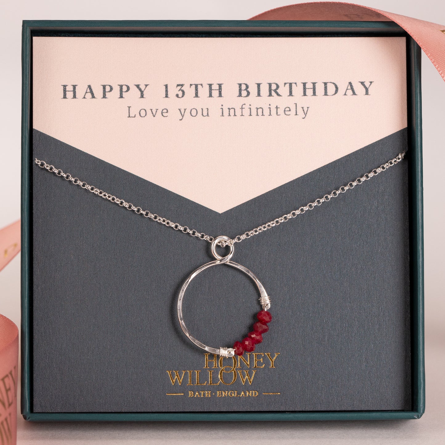 13th Birthday Gift - Infinity Birthstone Necklace - Silver & Gold