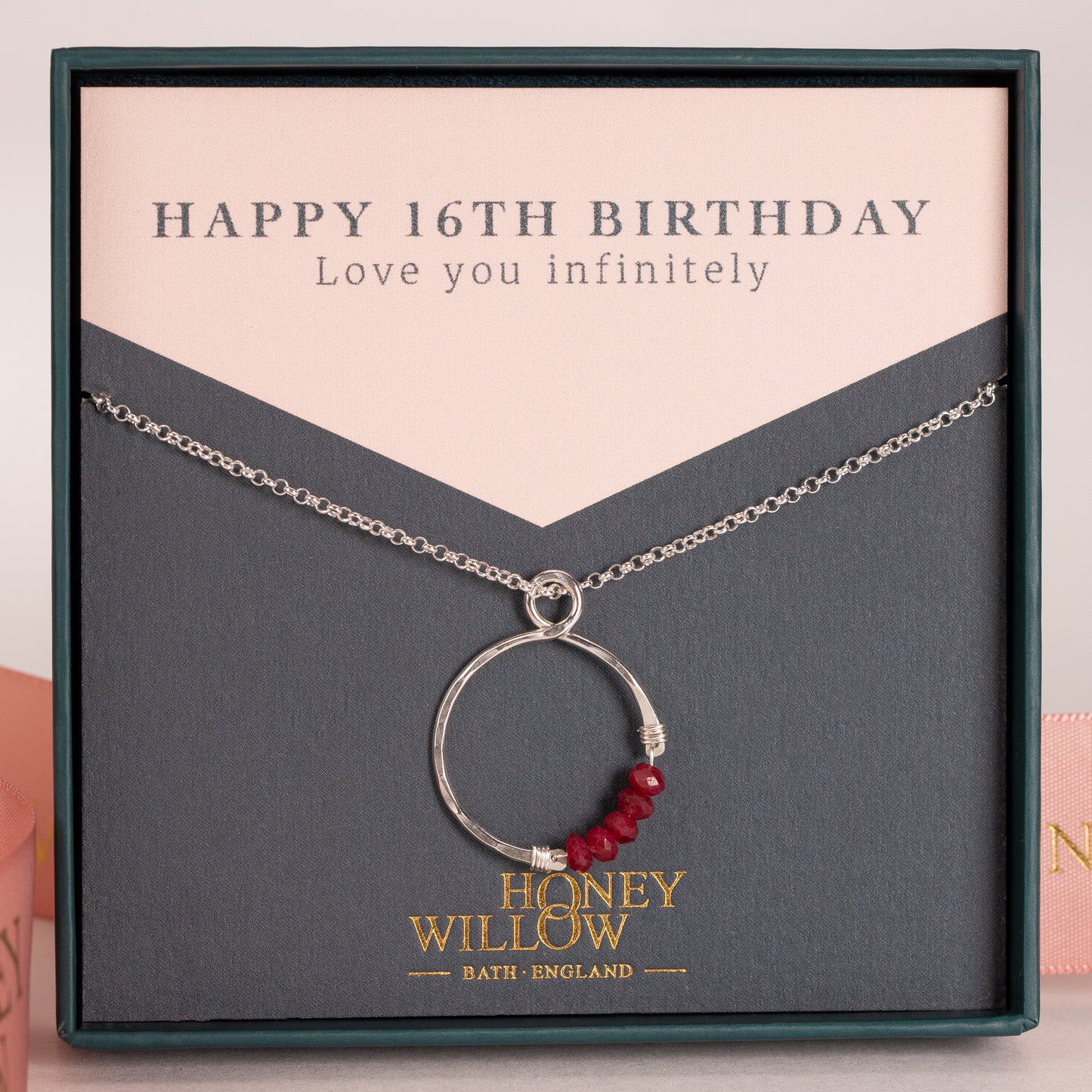 16th Birthday Gift - Infinity Birthstone Necklace - Silver & Gold