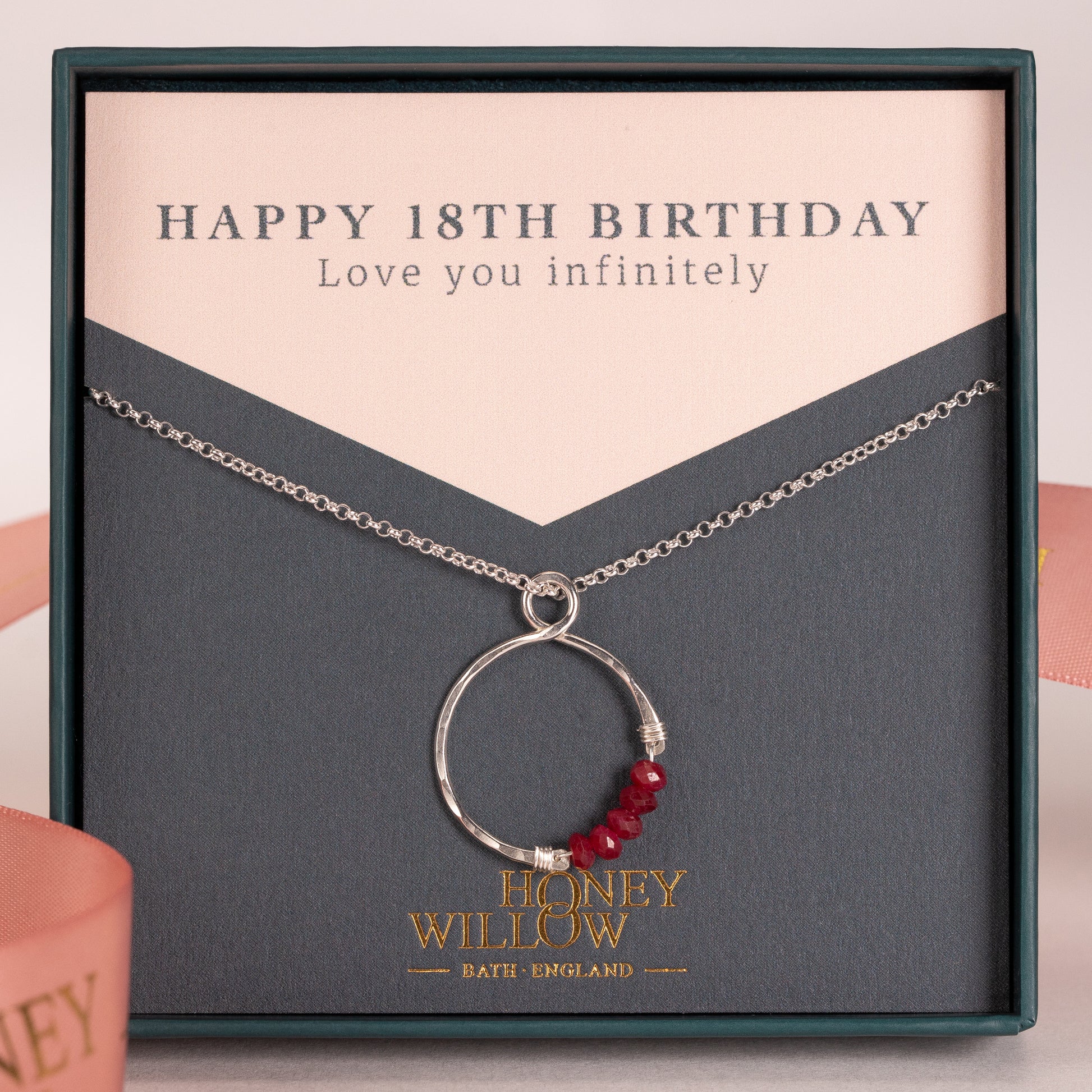 18th Birthday Gift - Infinity Birthstone Necklace - Silver & Gold