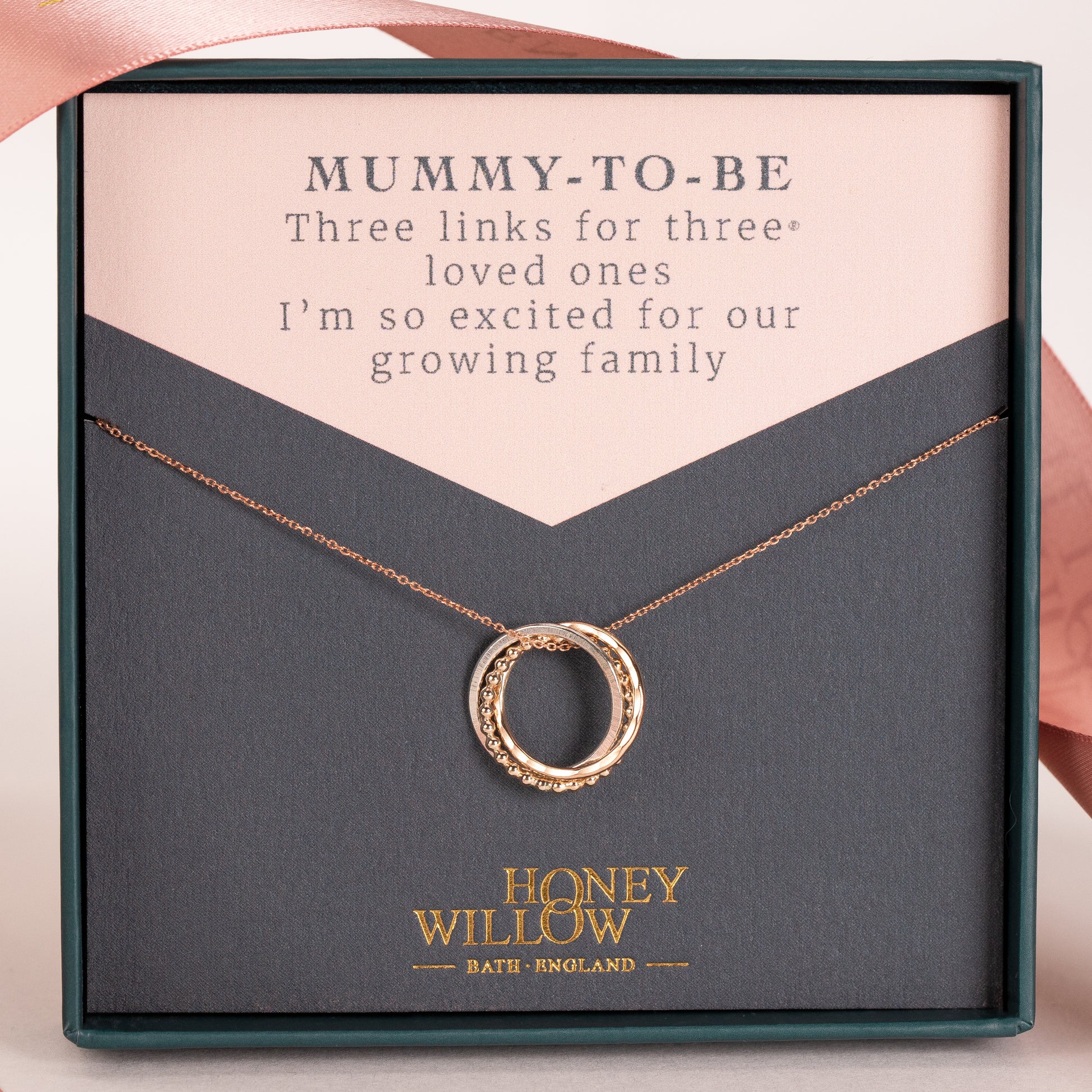 Gift for Mum to Be - 9kt Gold Necklace - 3 Links for 3 Loved ones