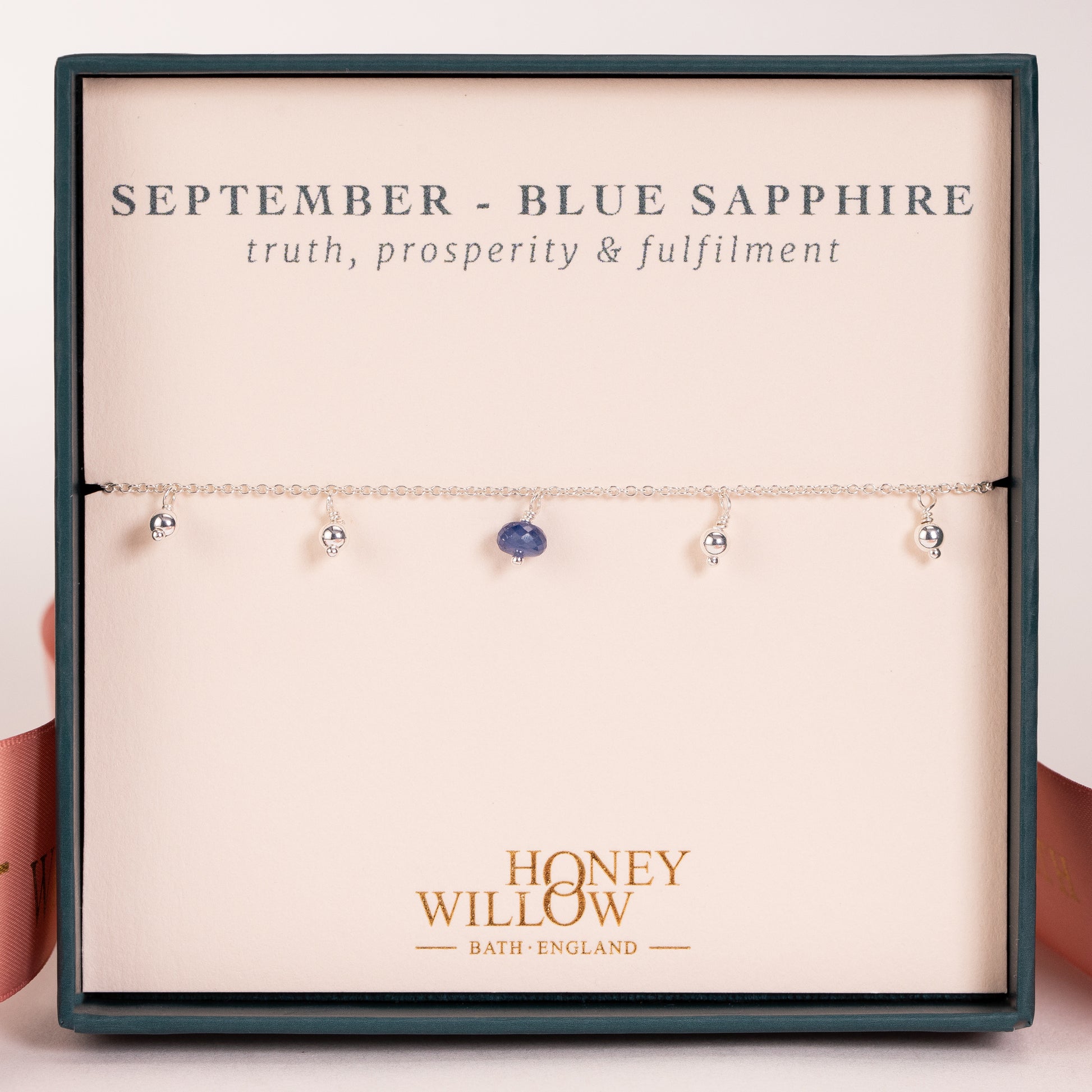 September Birthday Gift - Delicate Double Birthstone Bracelet - Sapphire- Silver & Gold