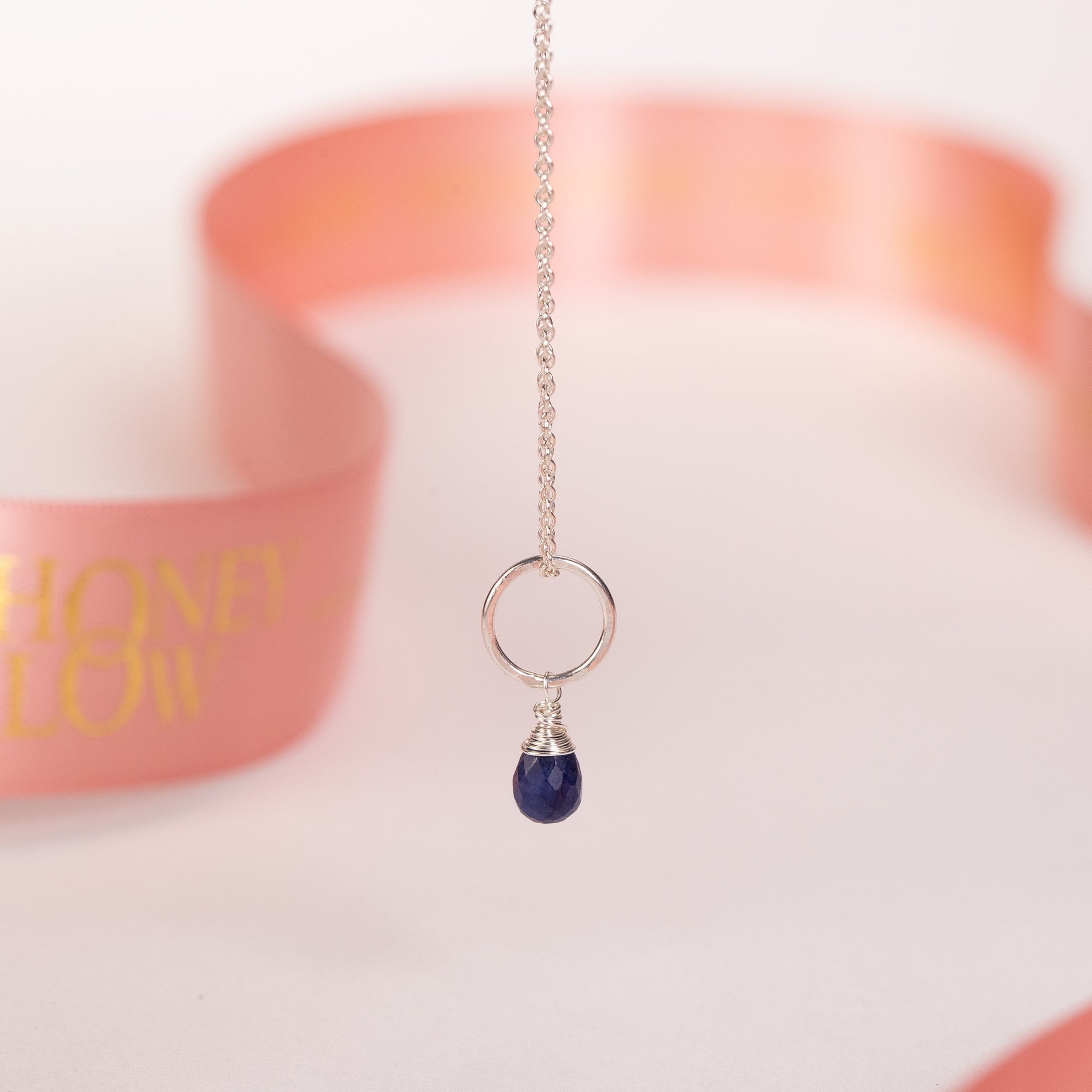 September Birthstone Circle Necklace - Sapphire - Silver & Gold