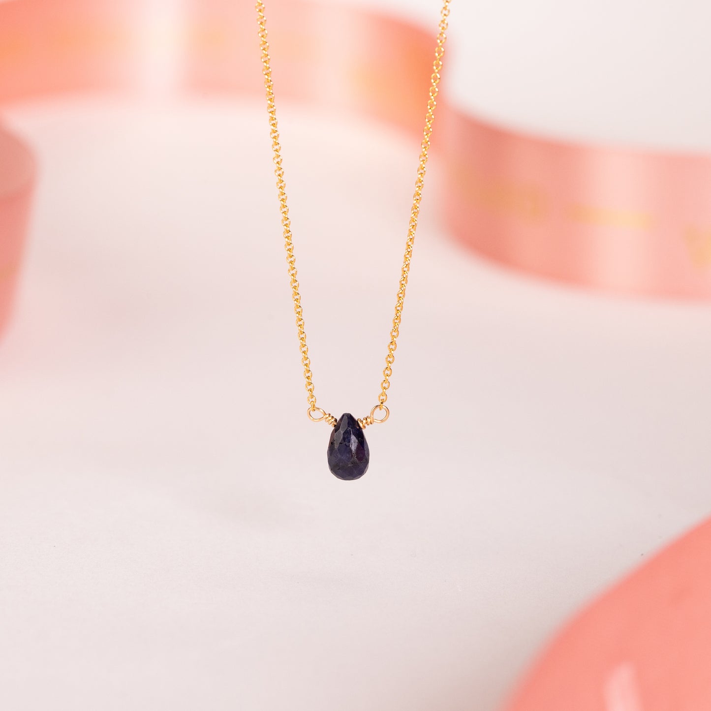 Dainty September Birthstone Necklace - Sapphire - Silver & Gold