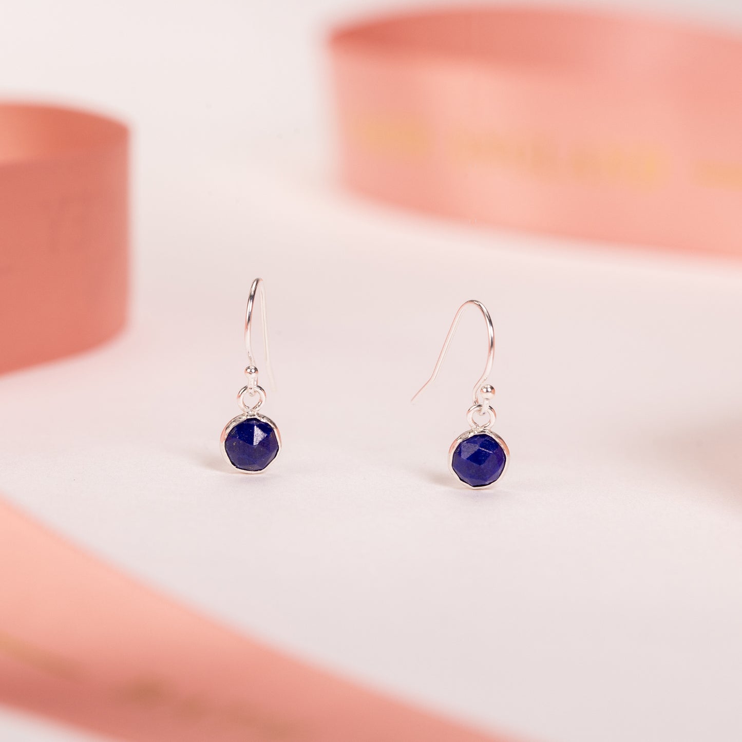 September Birthstone Drop Earrings - Lapis Lazuli - Silver & Gold