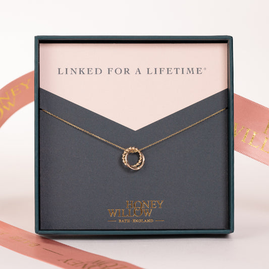 Gift for Loved One - Double Link Necklace - 9kt Gold Love Knot Necklace