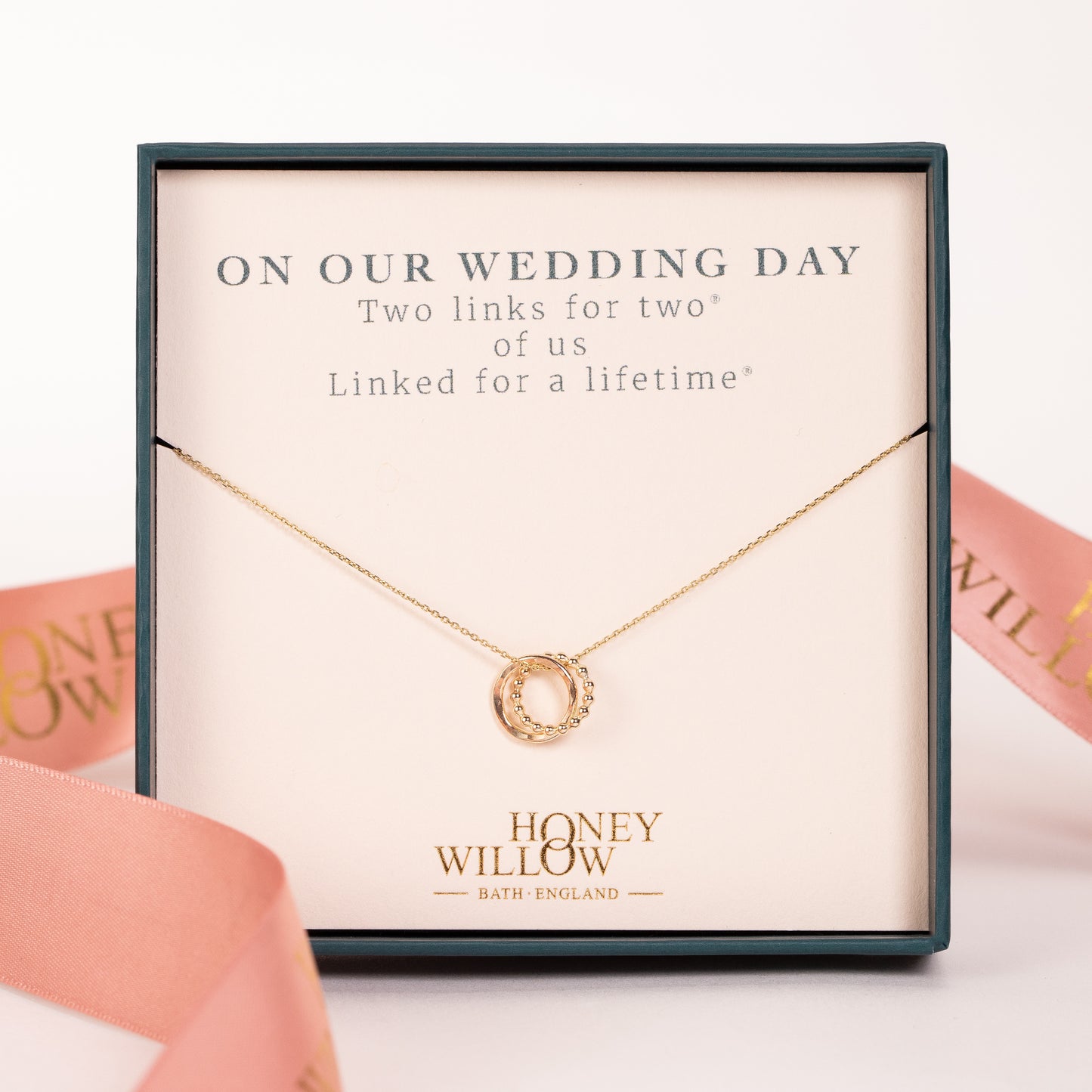 Wedding Day Gift from Groom for Bride - Tiny 9kt Gold Double Link Necklace