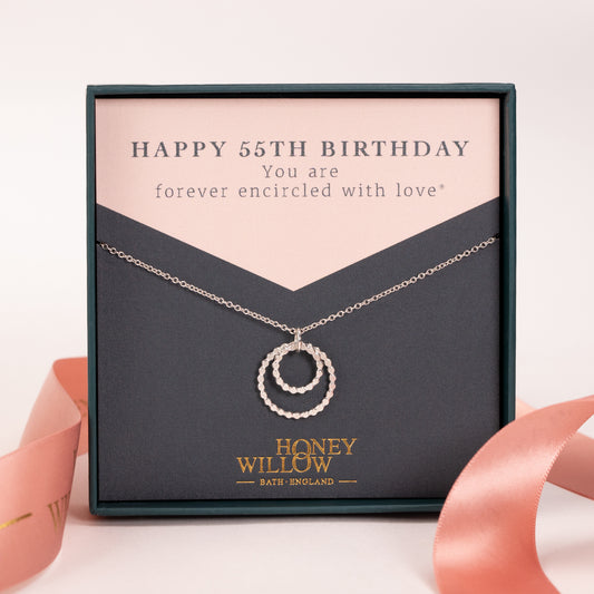 55th Birthday Necklace - Forever Encircled with Love - Silver & Gold