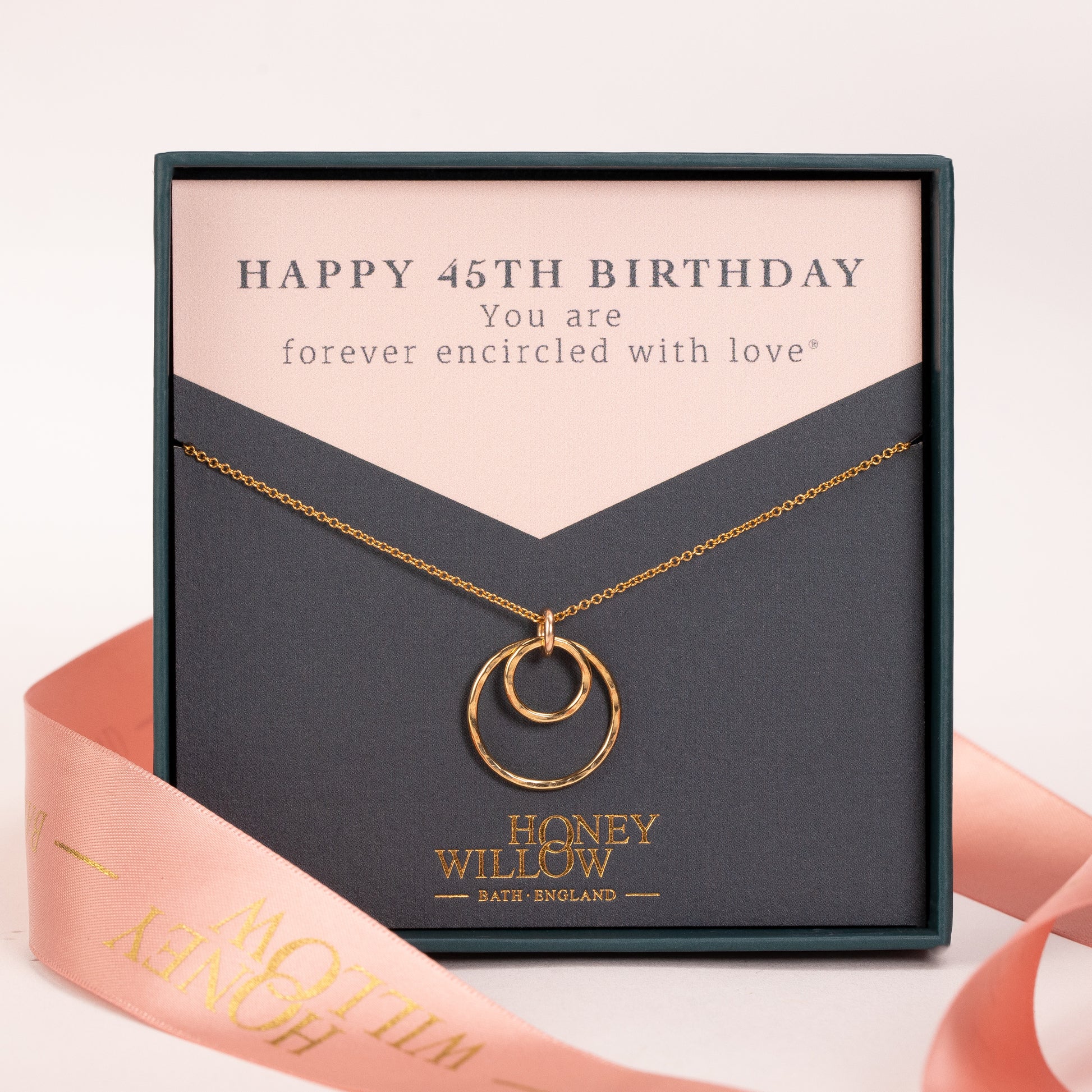 45th Birthday Necklace - Forever Encircled with Love - Silver & Gold