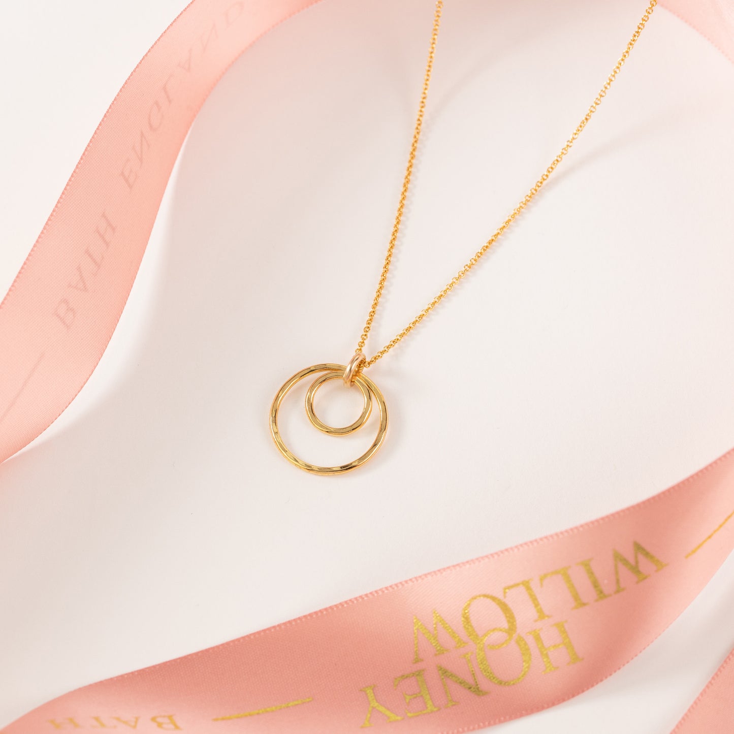 Double Circle Necklace - Forever Encircled with Love - Silver & Gold