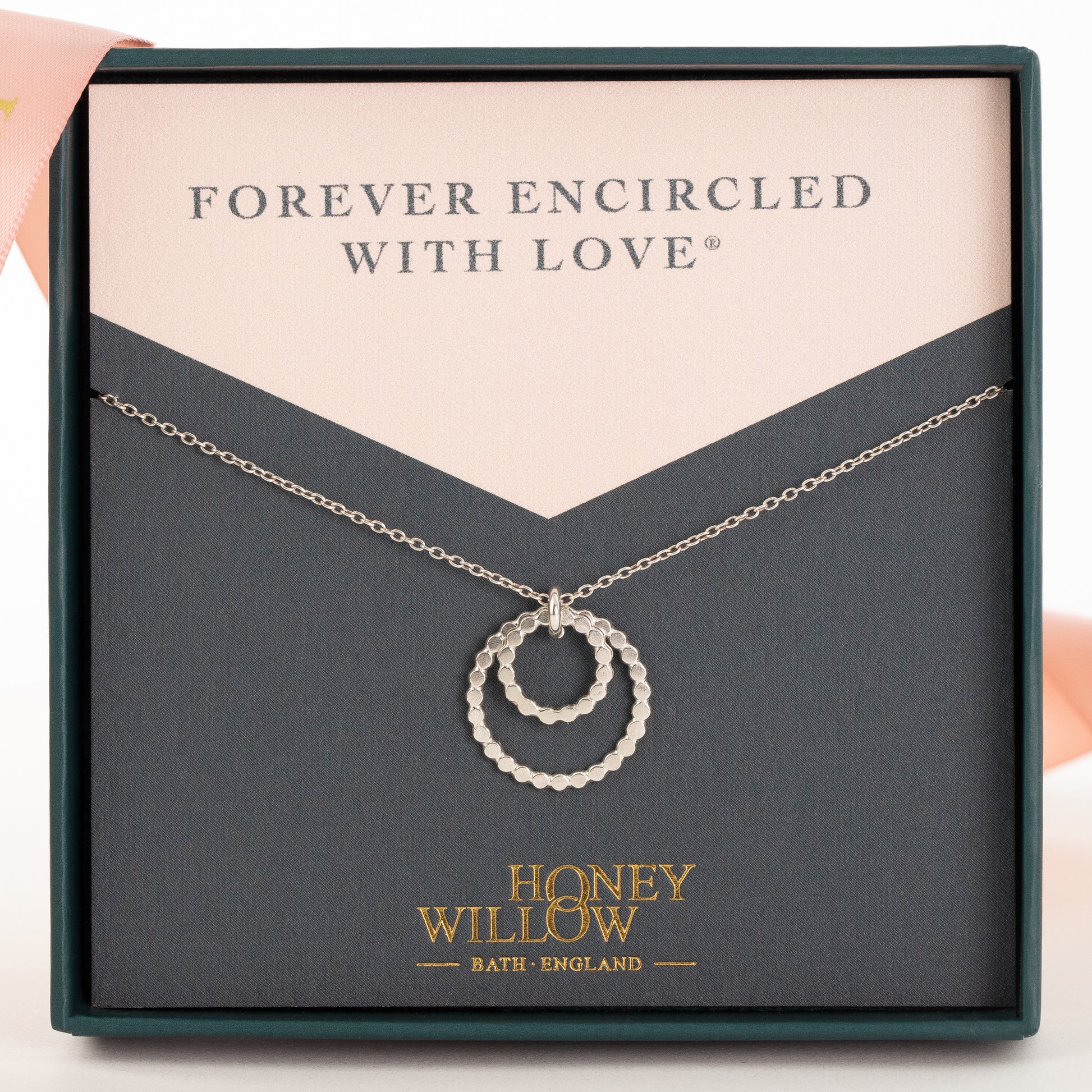Double Circle Necklace - Forever Encircled with Love - Silver & Gold