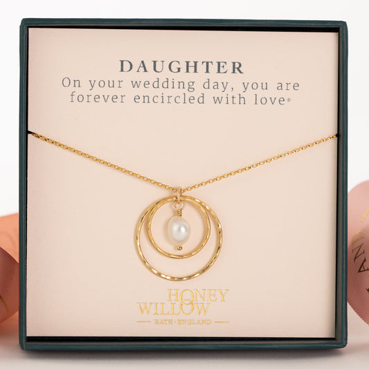 Wedding Day Gift for Daughter - Forever Encircled With Love Necklace - Silver & Gold