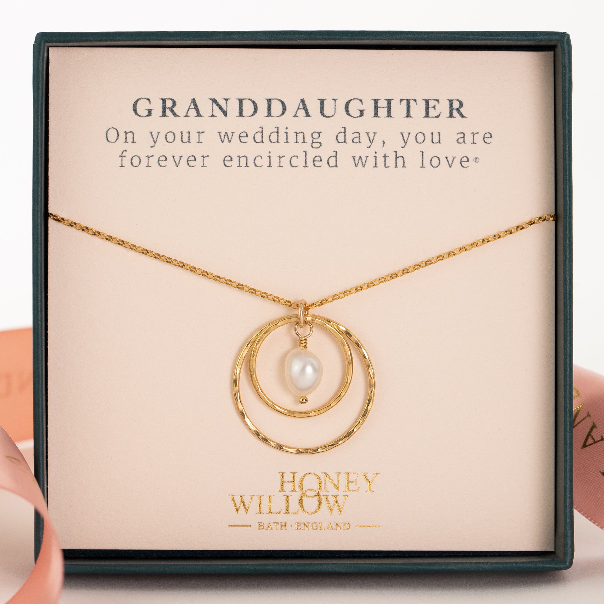 Wedding Day Gift for Granddaughter - Forever Encircled with Love Necklace - Silver & Gold