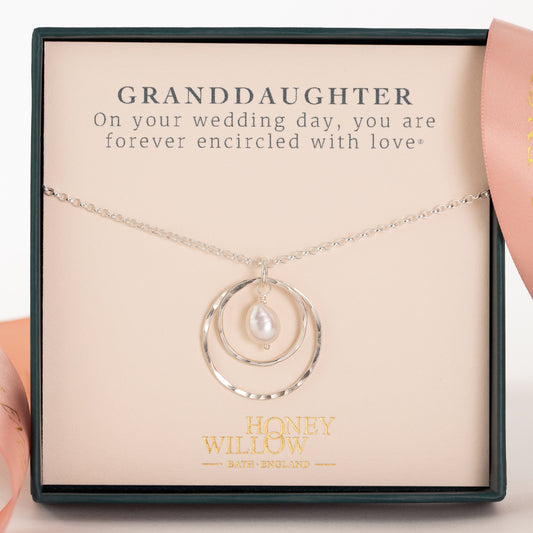 Wedding Day Gift for Granddaughter - Forever Encircled with Love Necklace - Silver & Gold