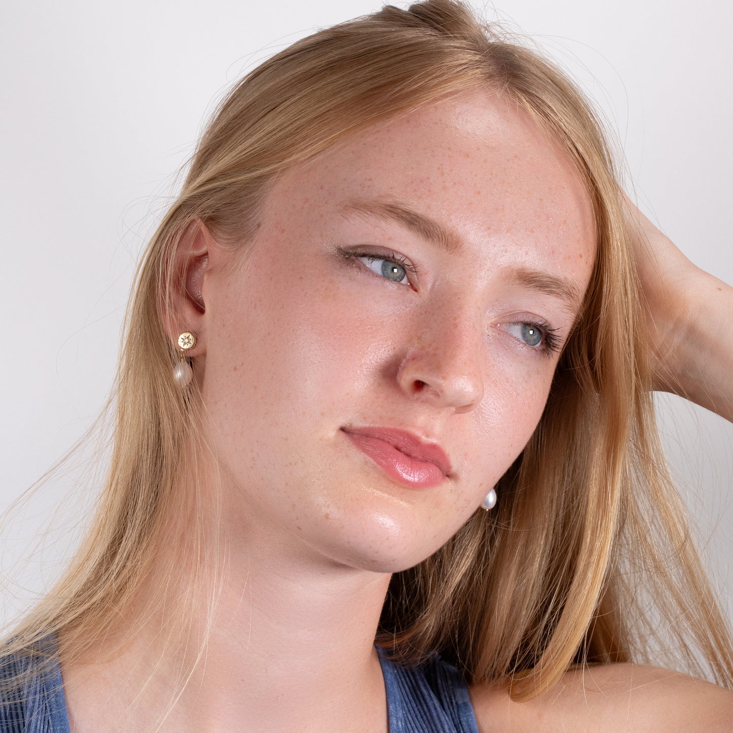 Graduation Gift - Star Set Diamond Earrings with Pearls - 9kt Gold