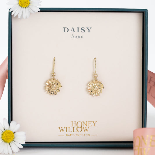 Daisy Flower Earrings - Hope - 9kt Gold