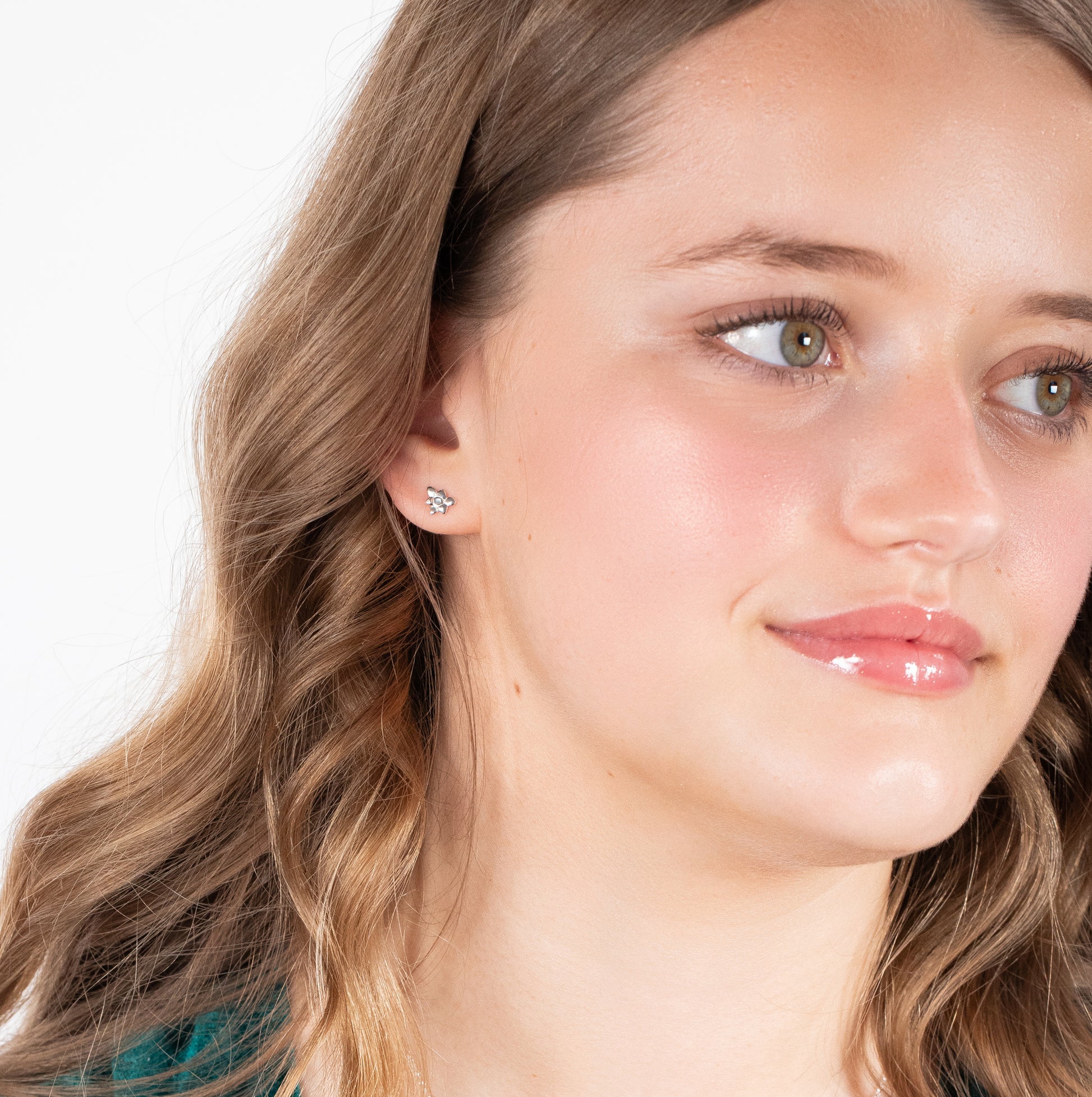 Graduation Gift - Freesia Flower Stud Earrings - Independence - Silver