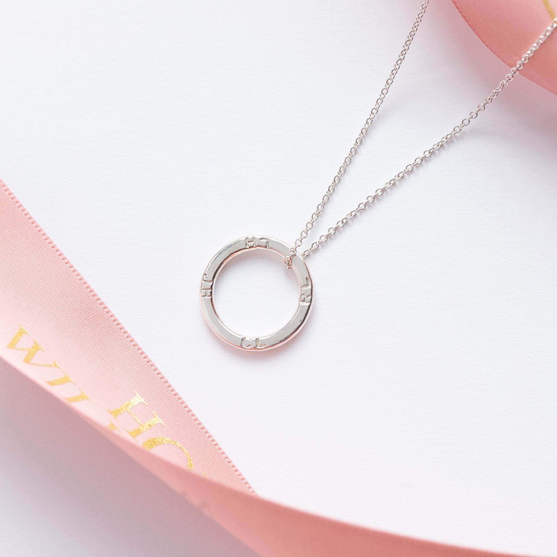 Gift for Bride from Hen Party - Personalised Circle of Hens Necklace - Silver