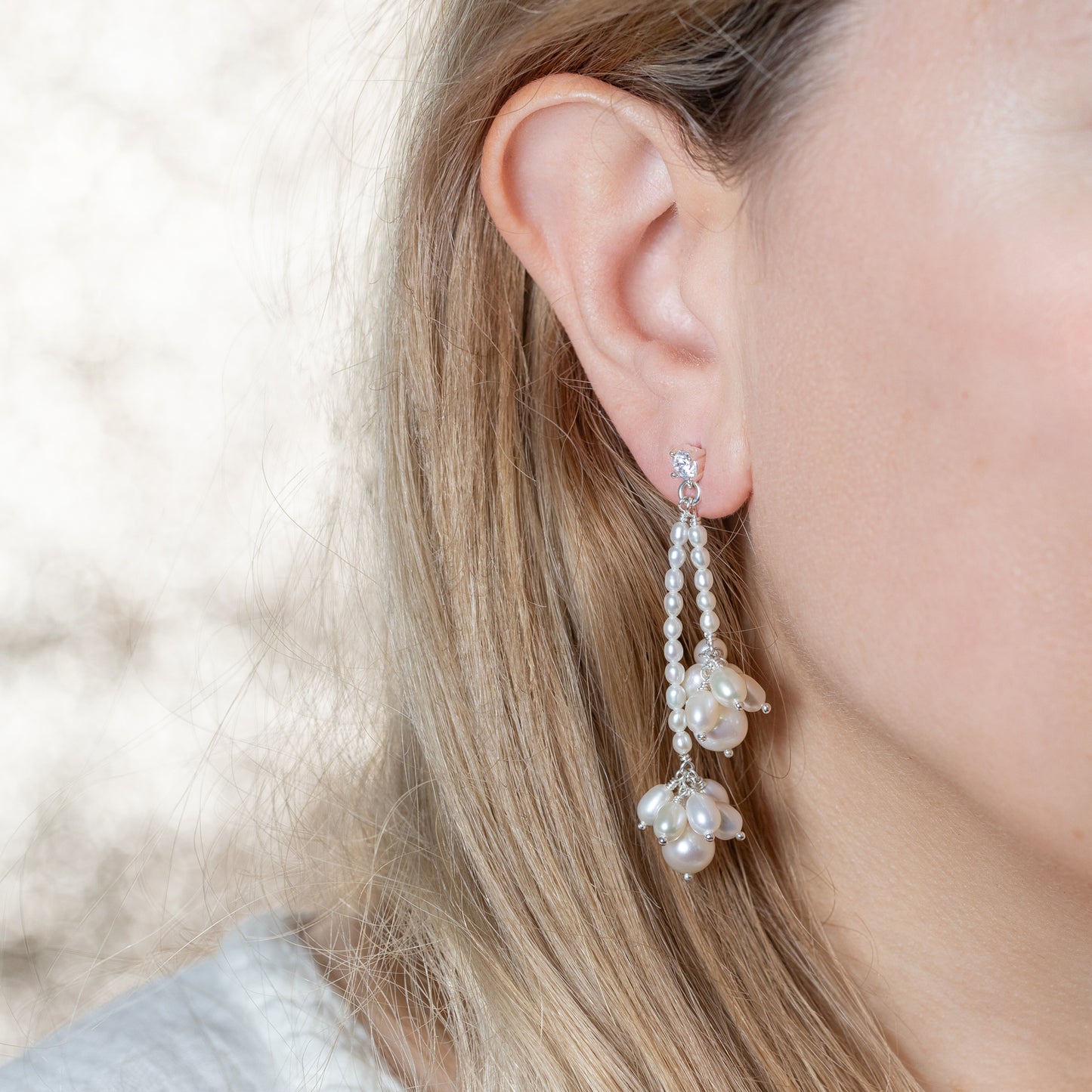 Double Drop Pearl Cluster Earrings