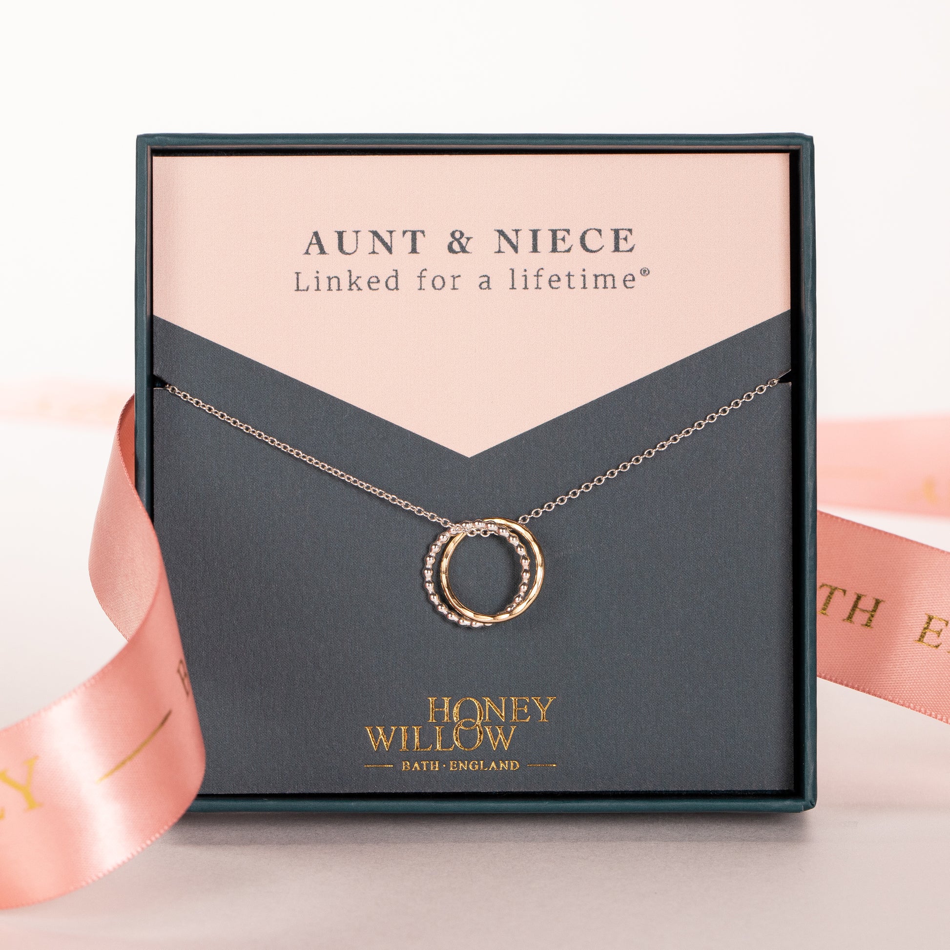 Gift for Niece from Aunt - Linked for a Lifetime Necklace - Silver & Gold