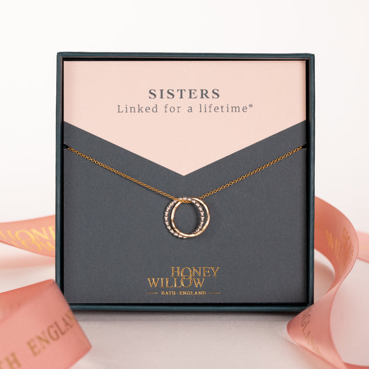 Sisters Necklace - 2 Links for 2 Sisters - Petite Silver & Gold