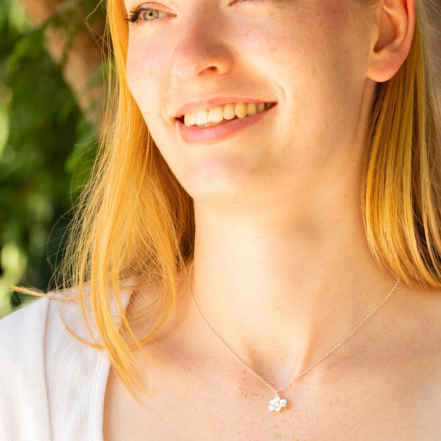 Gladiolus Flower Necklace - Strength - Silver