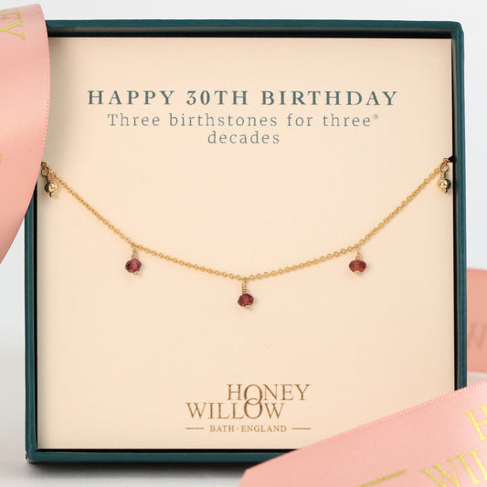 30th Birthday Necklace - A Birthstone For Each Decade - Birthstone Choker Necklace