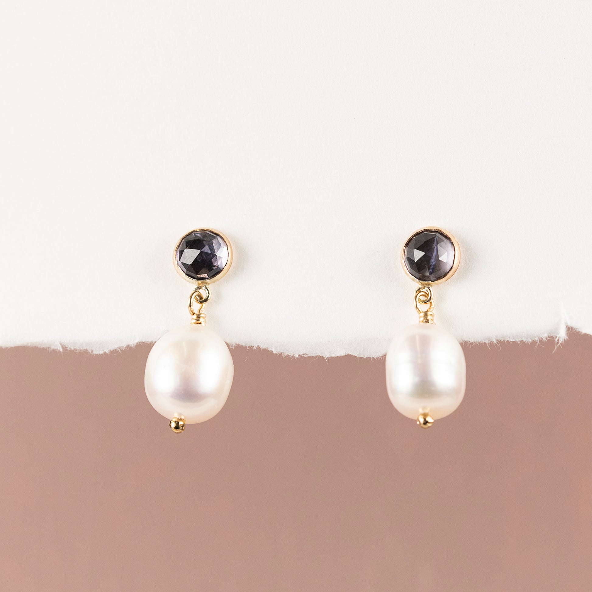 Iolite & Pearl Earrings - Adventure - Silver & Gold