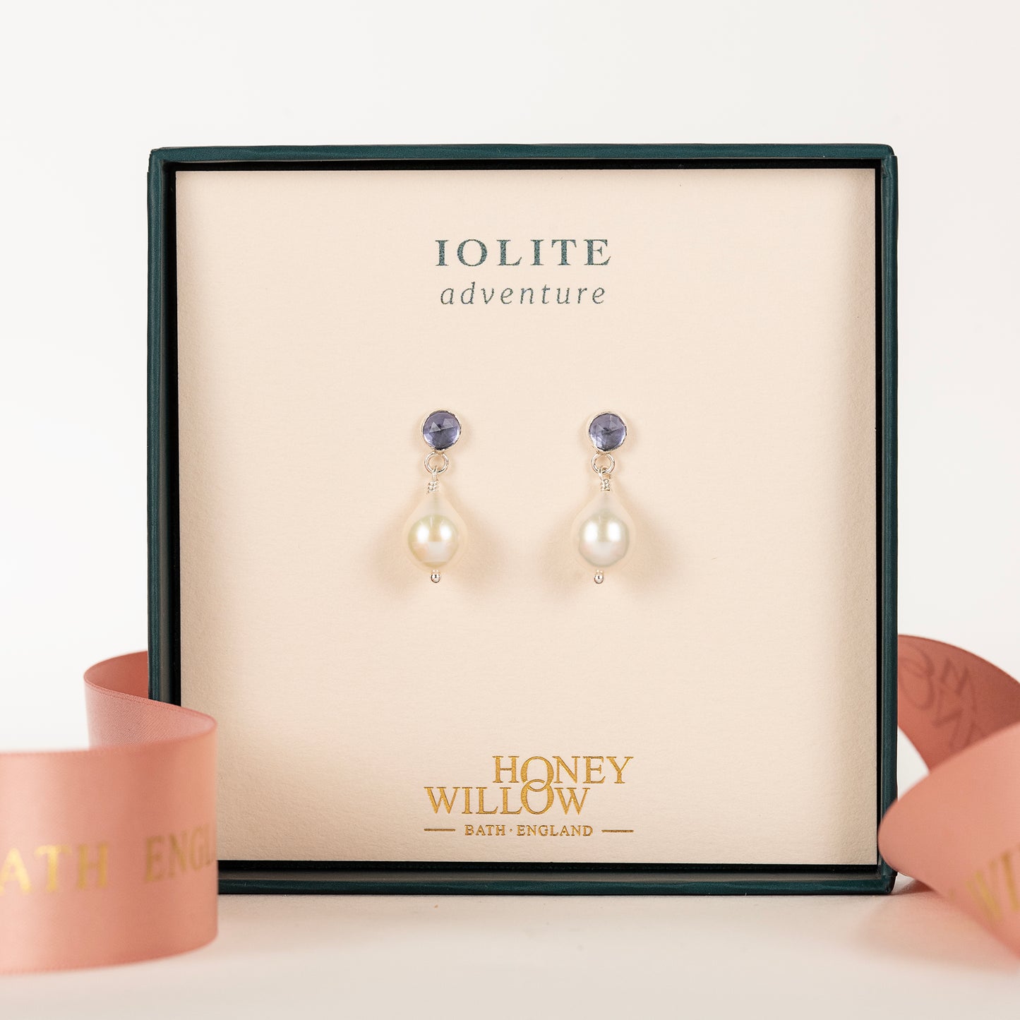 Iolite & Pearl Earrings - Adventure - Silver & Gold
