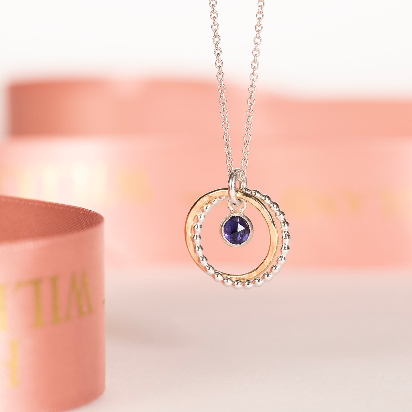 21st Birthday Gift - Iolite Necklace - Silver & Gold
