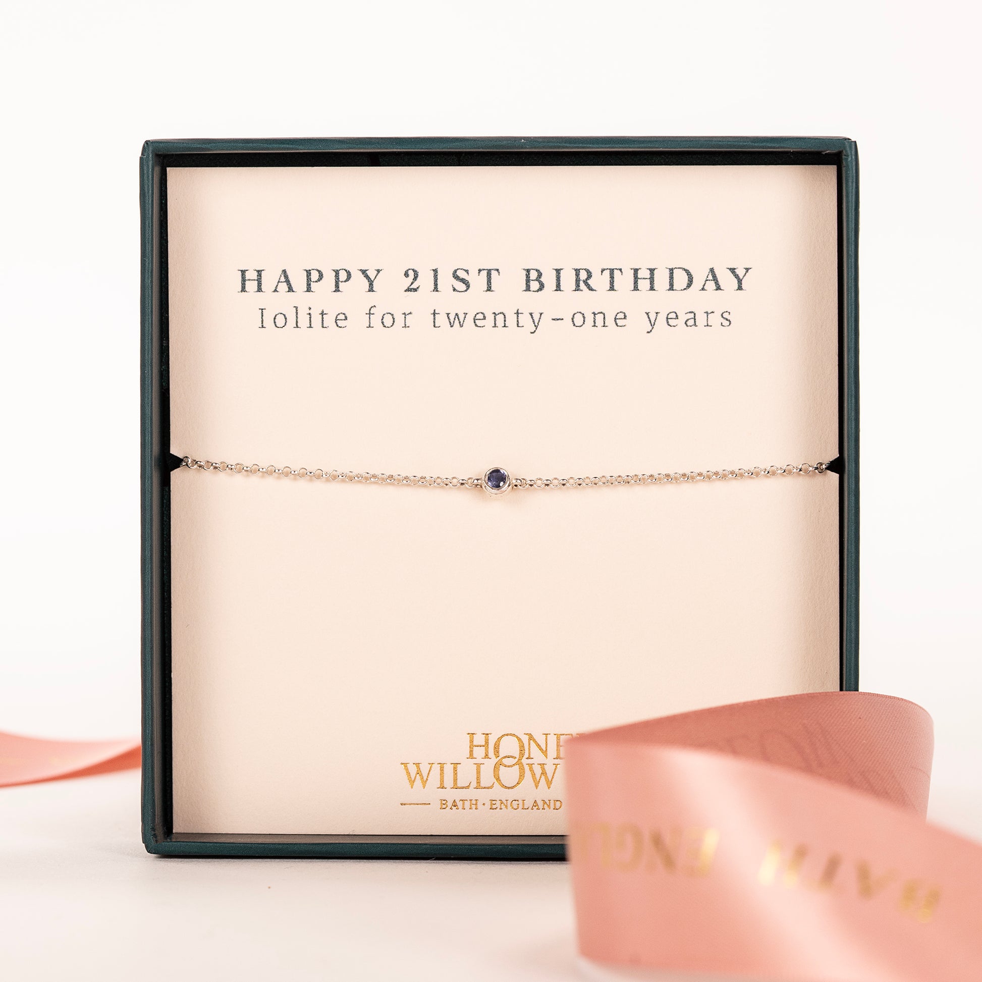 21st Birthday Gift - Single Iolite Bracelet - Silver