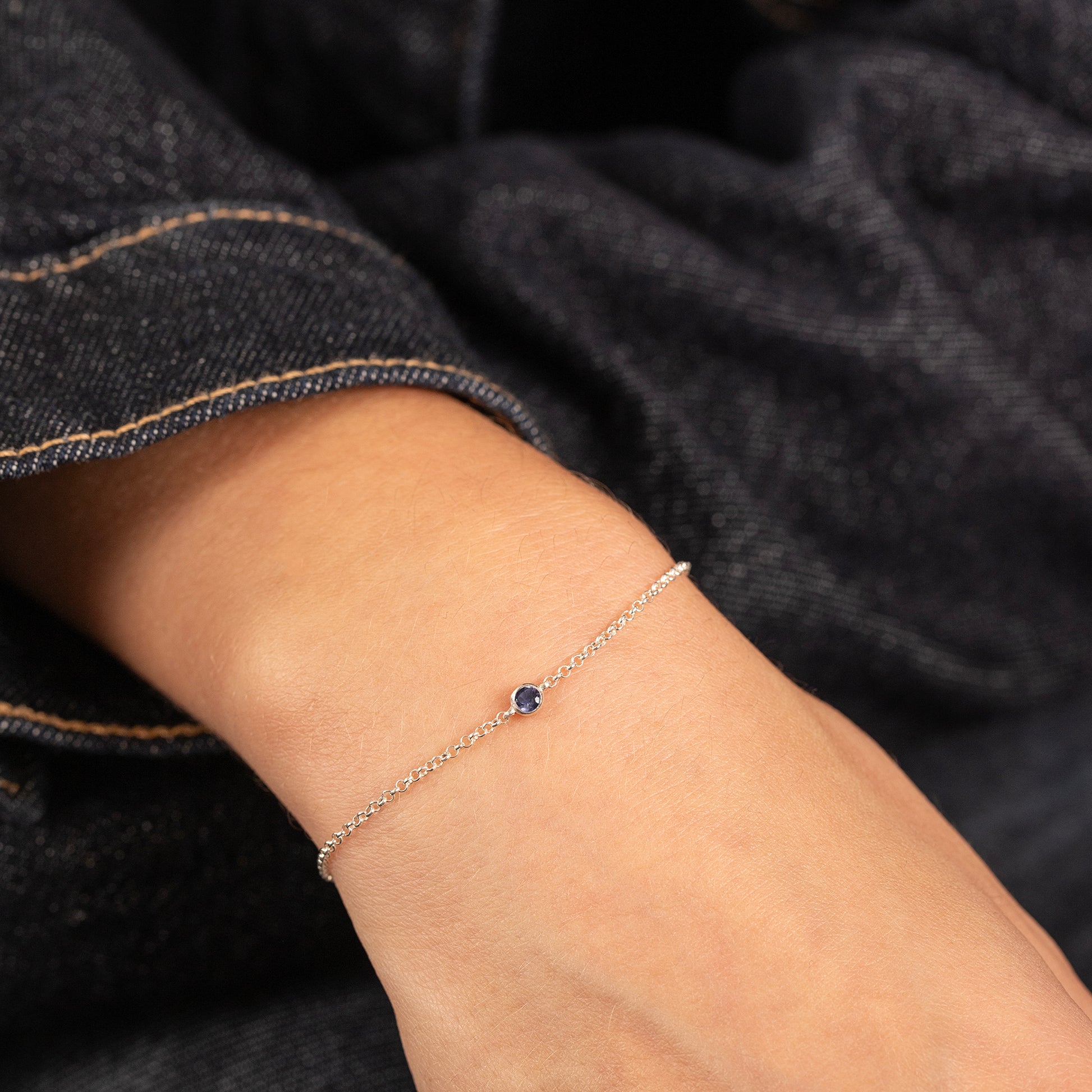21st Birthday Gift - Single Iolite Bracelet - Silver
