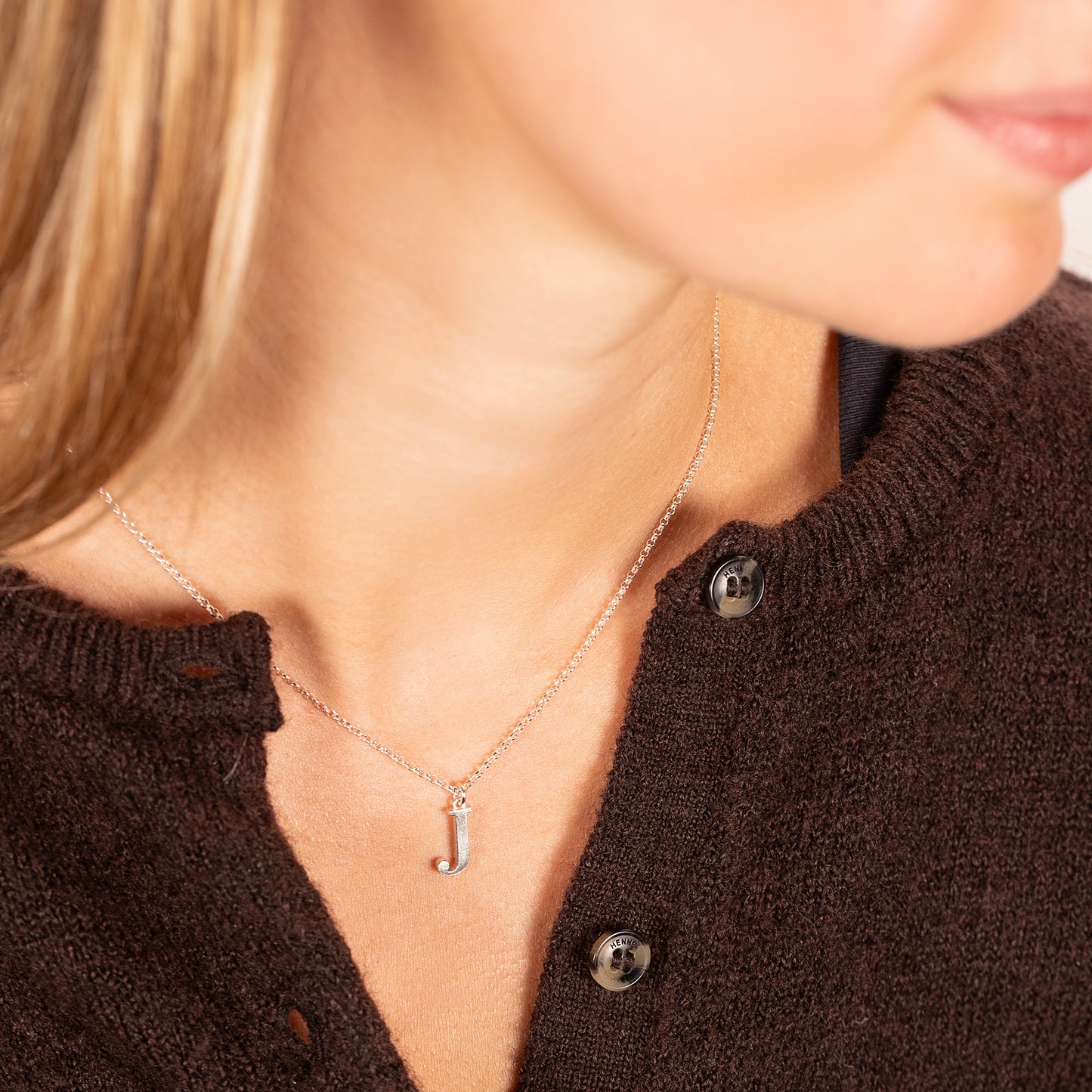 J Initial Letter Necklace - Silver