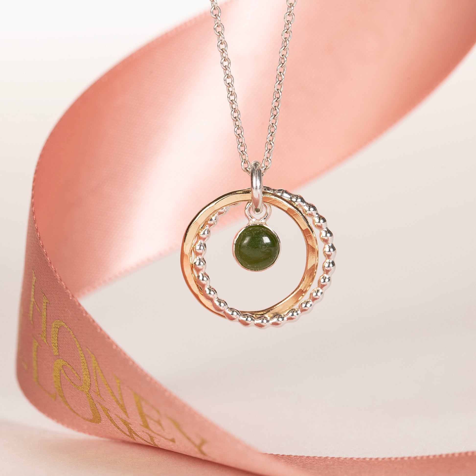 12th Birthday Gift - Jade Necklace - Silver & Gold