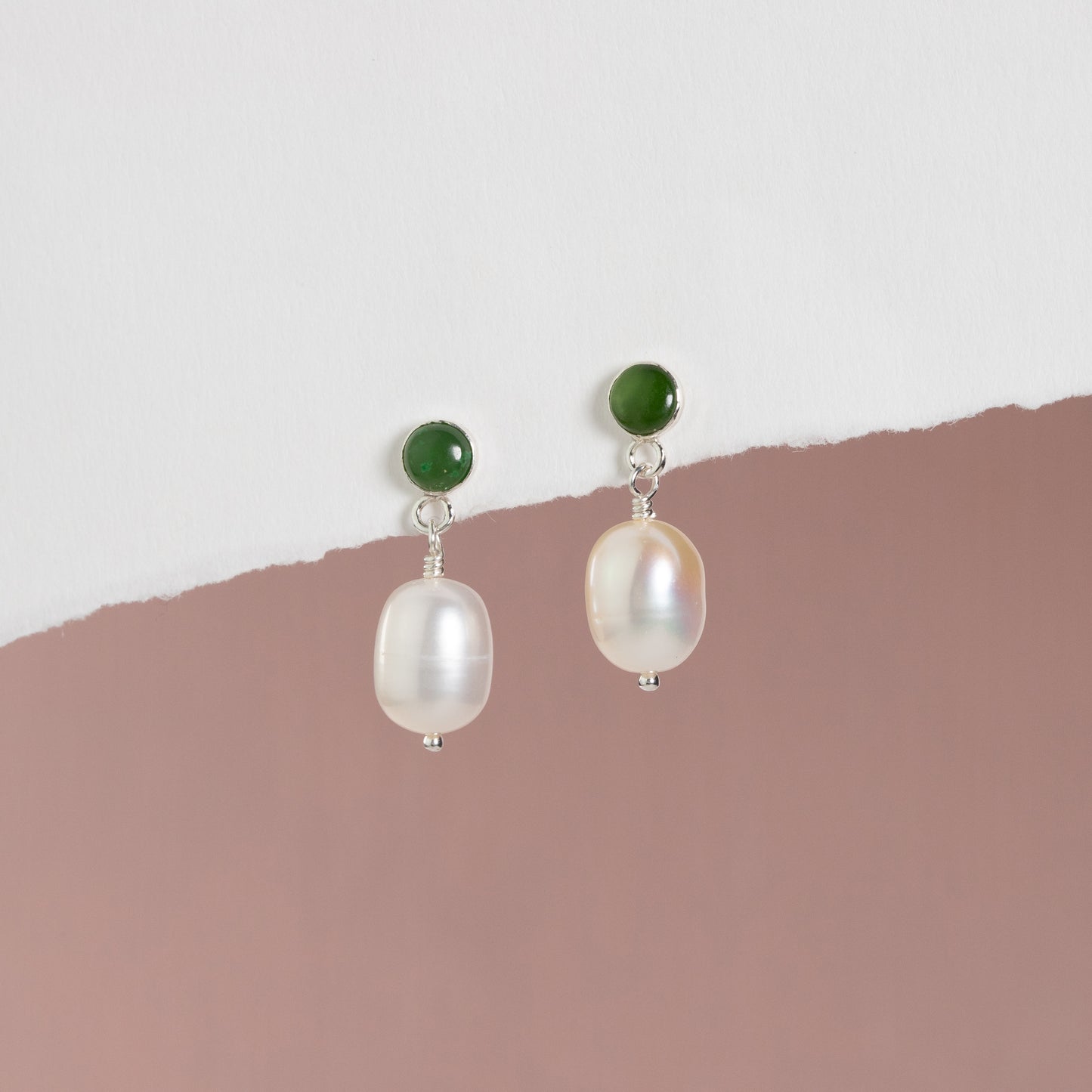 12th Anniversary Gift - Jade Anniversary Earrings - Silver & Gold