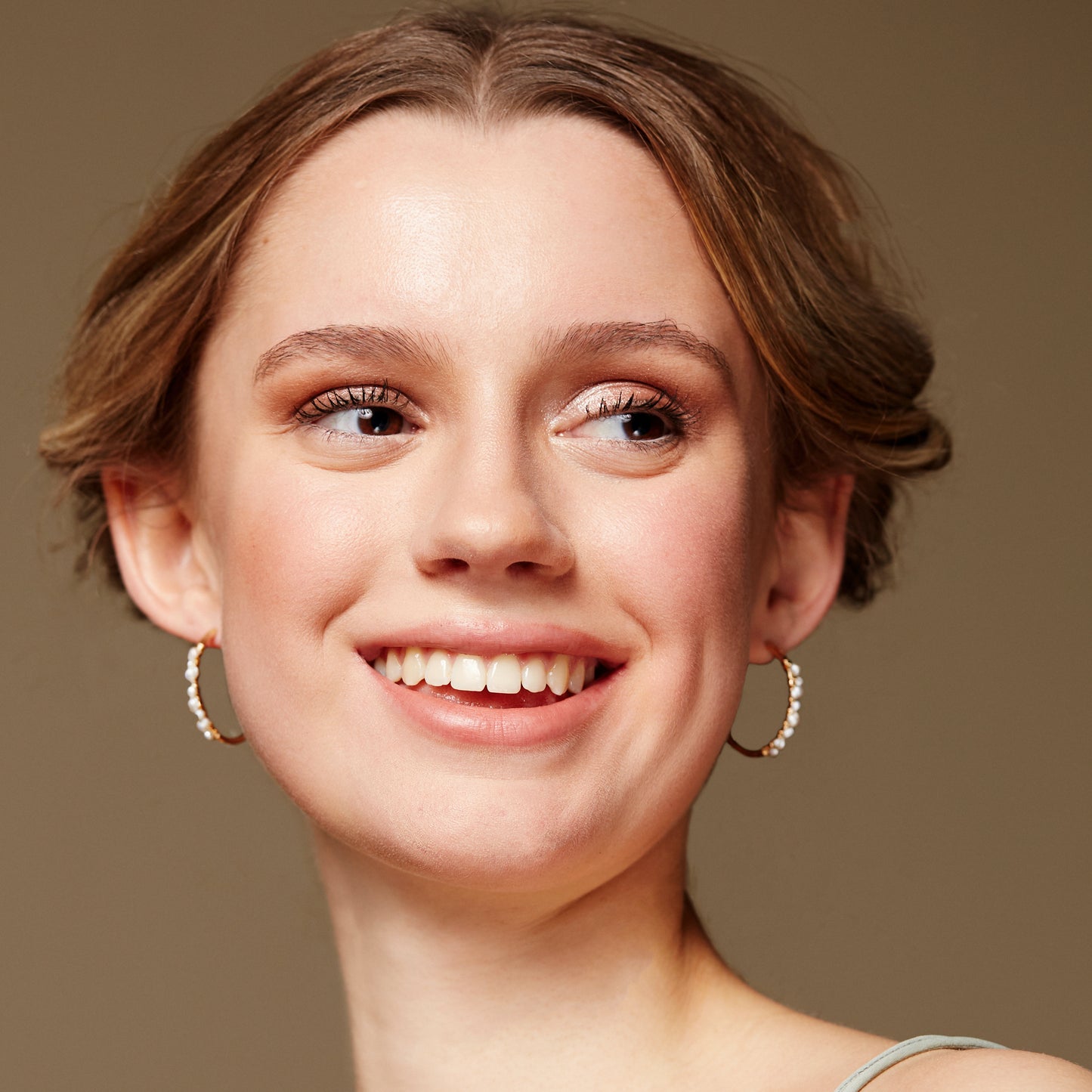 Thank You Teacher Pearl Hoop Earrings - 3cm - Silver & Gold