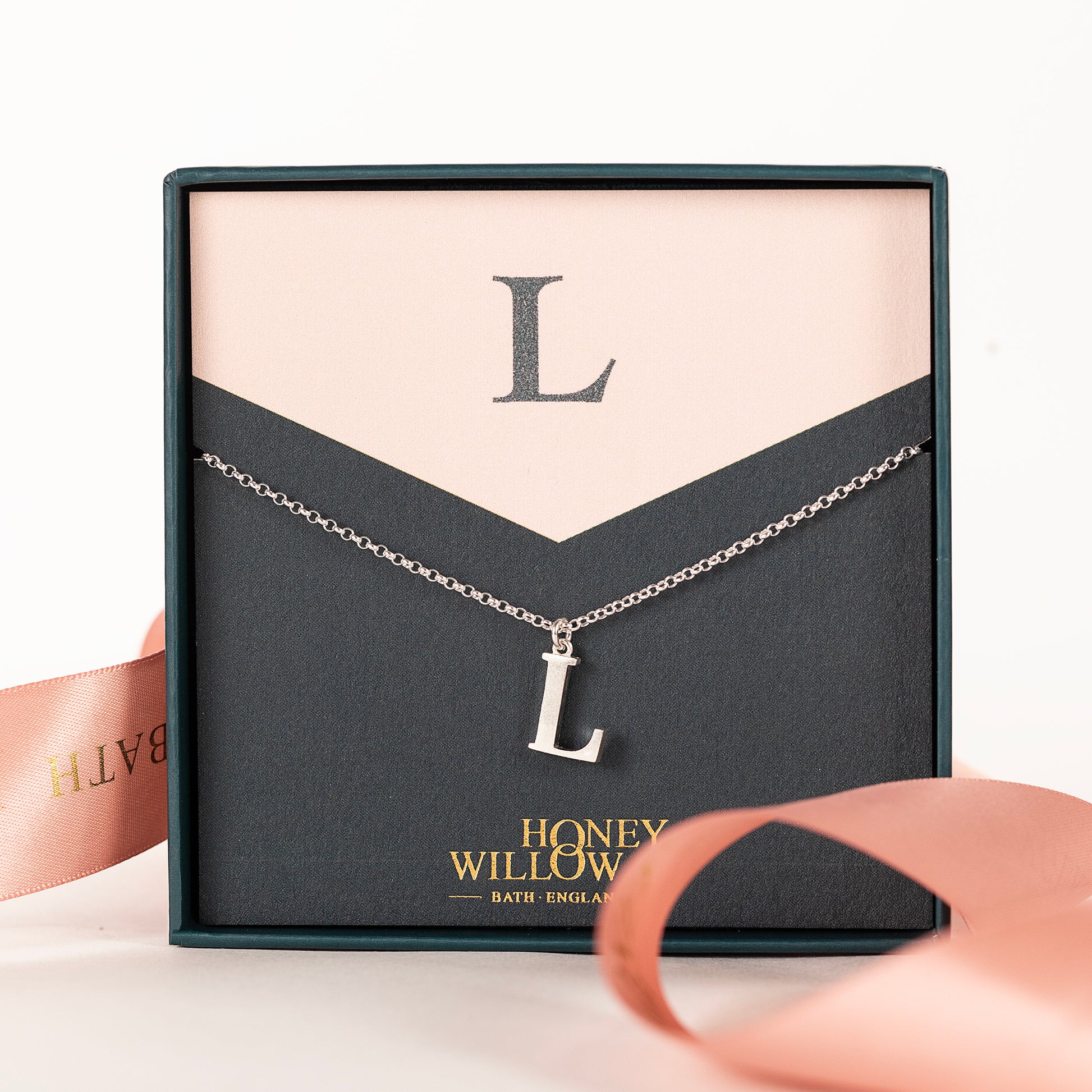 L Initial Charm Necklace - Silver