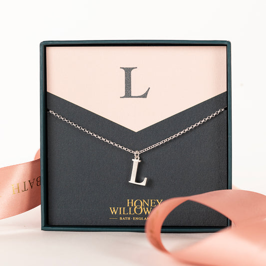 L Initial Charm Necklace - Silver