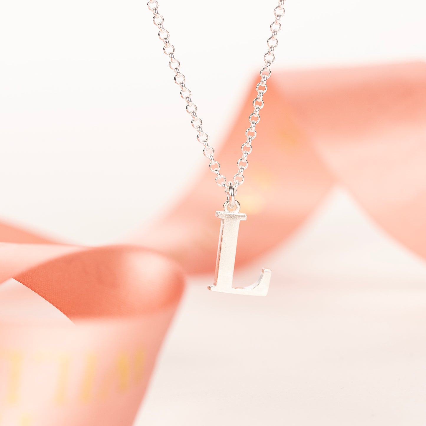 L Initial Charm Necklace - Silver